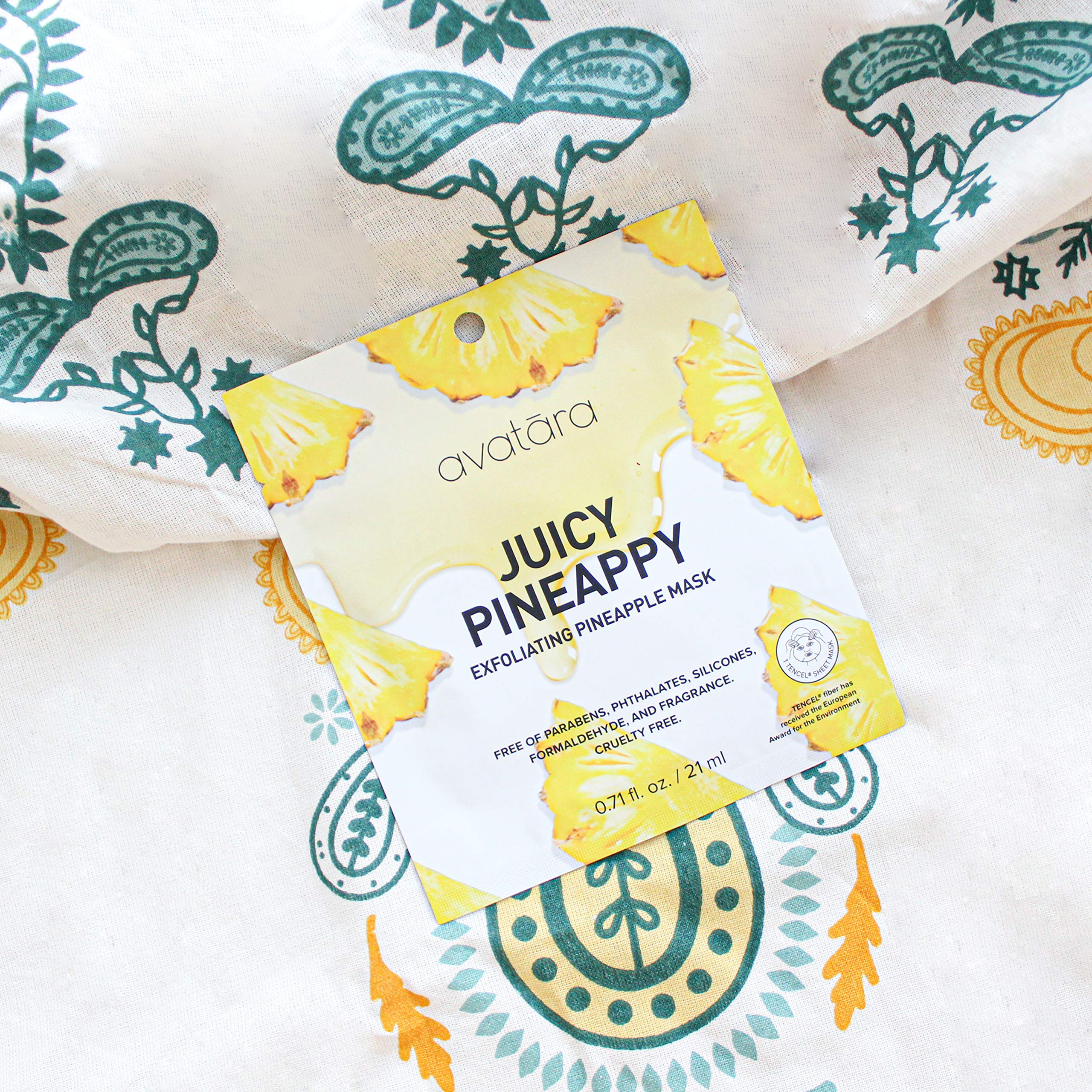 Avatara Juicy Pineappy Exfoliating Facial Mask 15 Sheets, Beauty And Skincare Sheet Masks, Pineapple Extracts And Clean Ingredie
