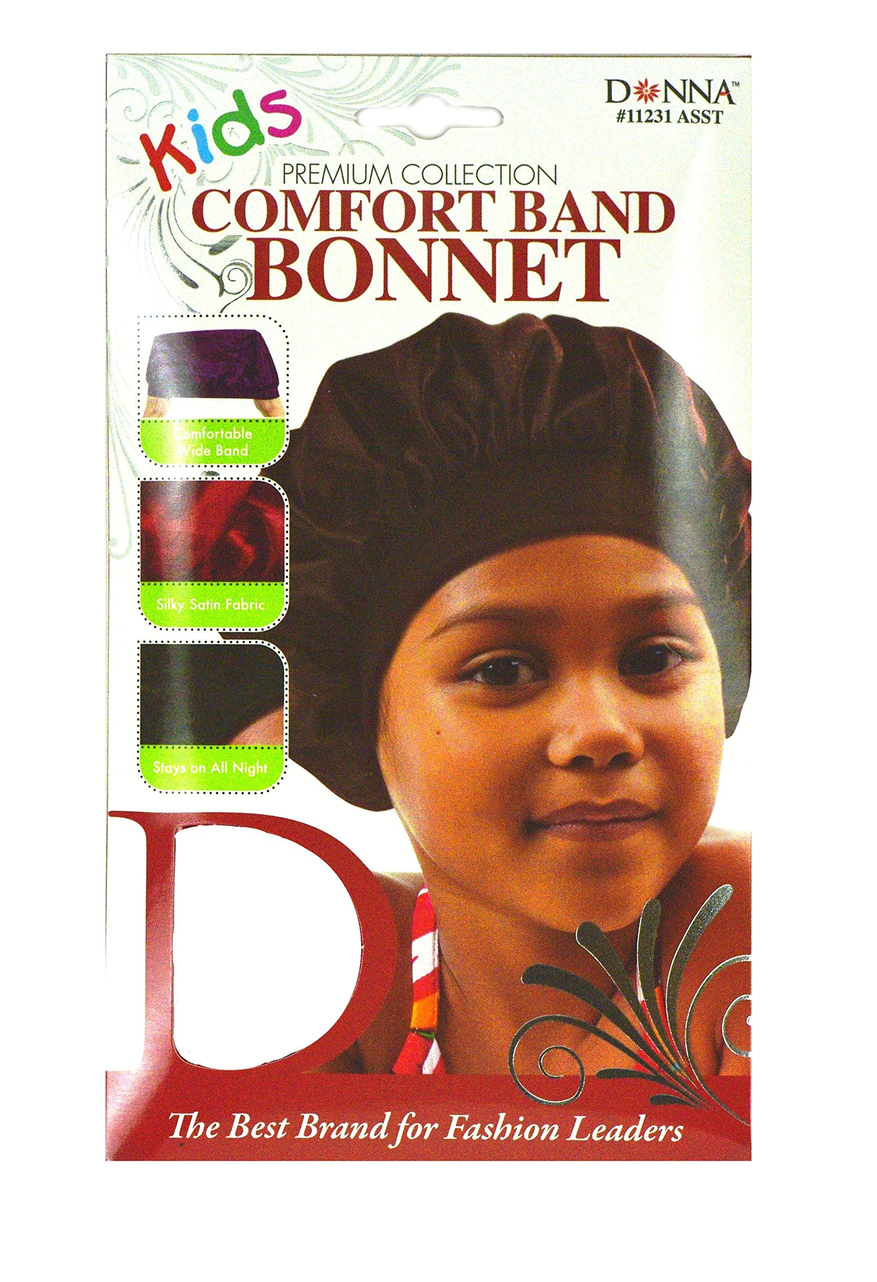 Donna Kids Comfort Band Bonnet 1pc, Shower Cap for Kids, Bonnet for Sleeping Cap Soft SilkNight Hats for Natural Hair Teens Todd