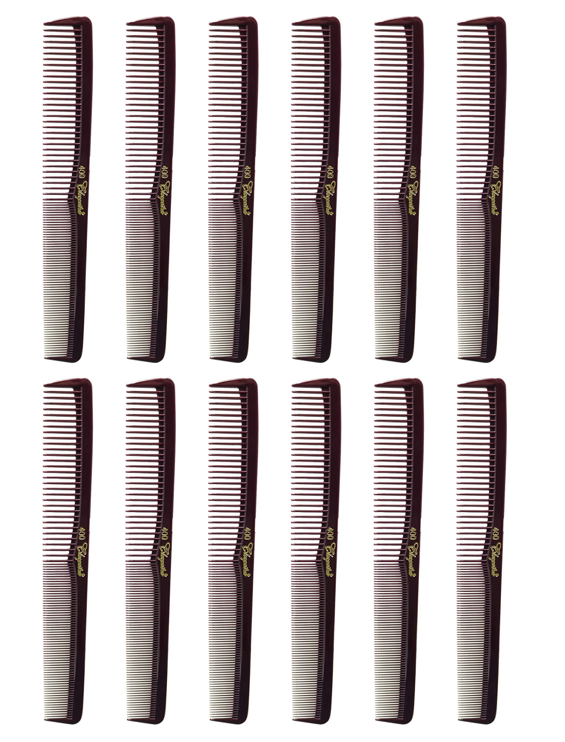 Krest Combs Cleopatra 7 inch All Purpose Professional Styler Combs 12ct. No. 400 (Plum)