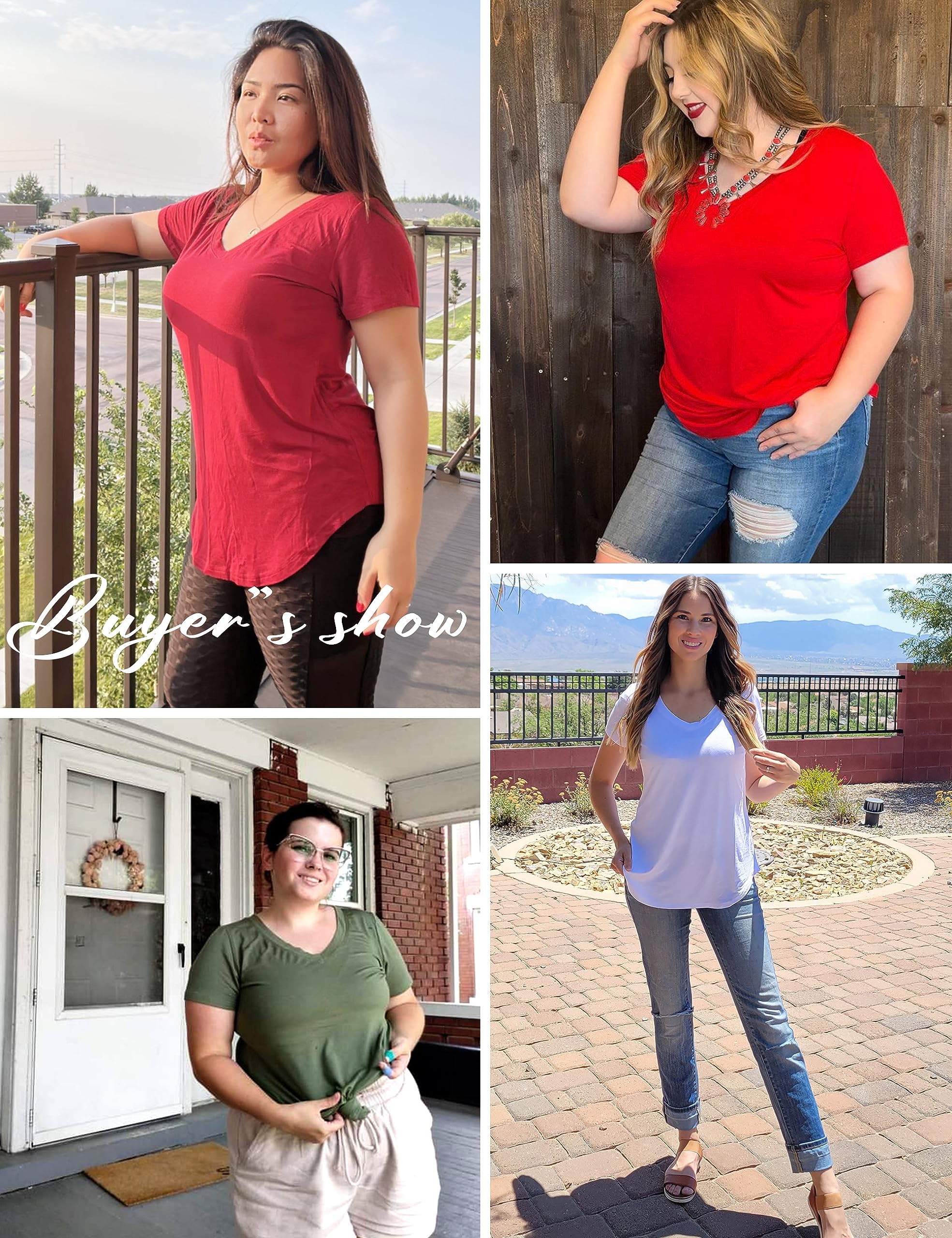 DittyandVibe Women Long Sleeve V Neck curved Hem Tunic Tops T Shirts (Brown,XL)