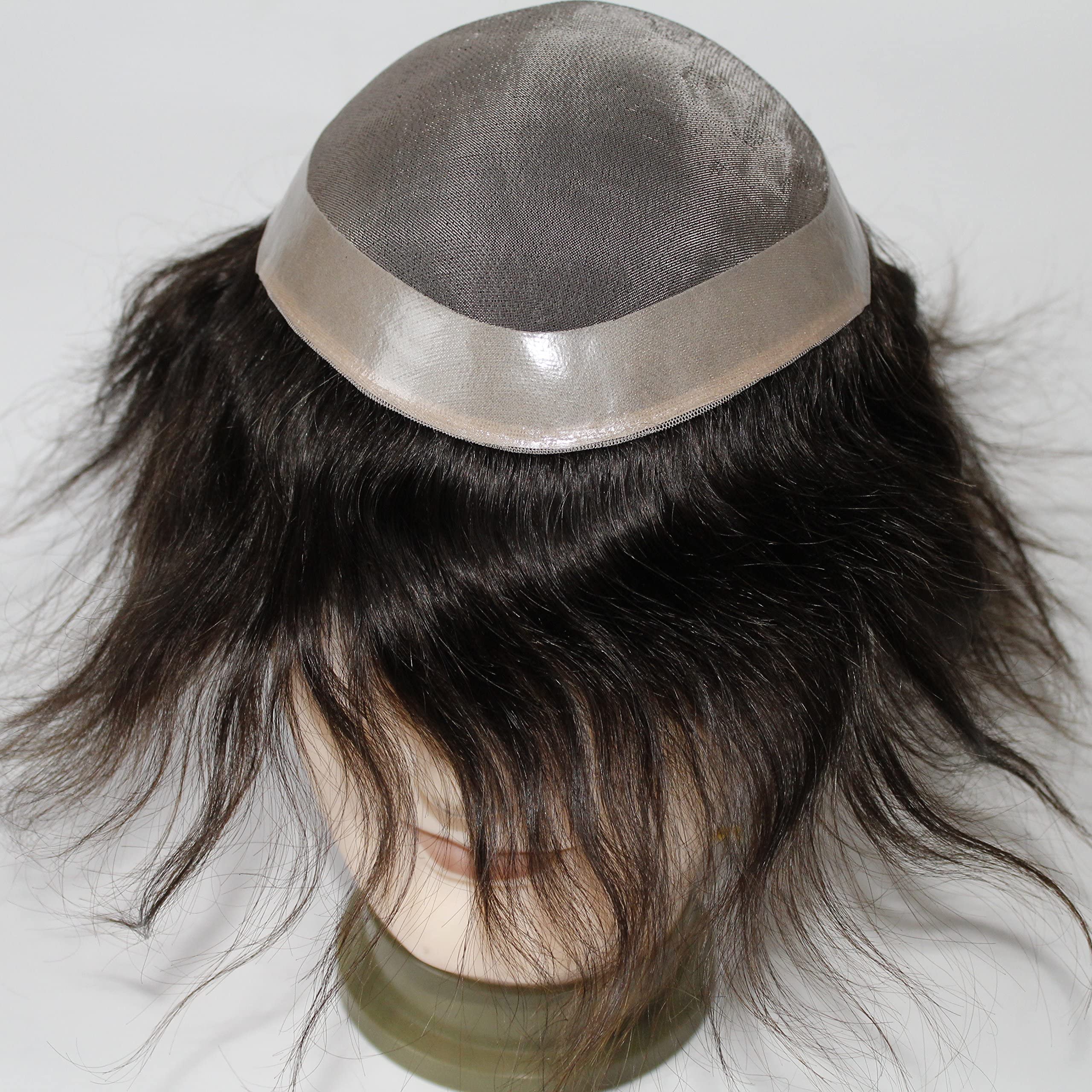 Lumeng Men'S Hairpiece Human Hair Mono Lace With Npu Welded Size 6X8 Inch 6 Inch Length Color 2#