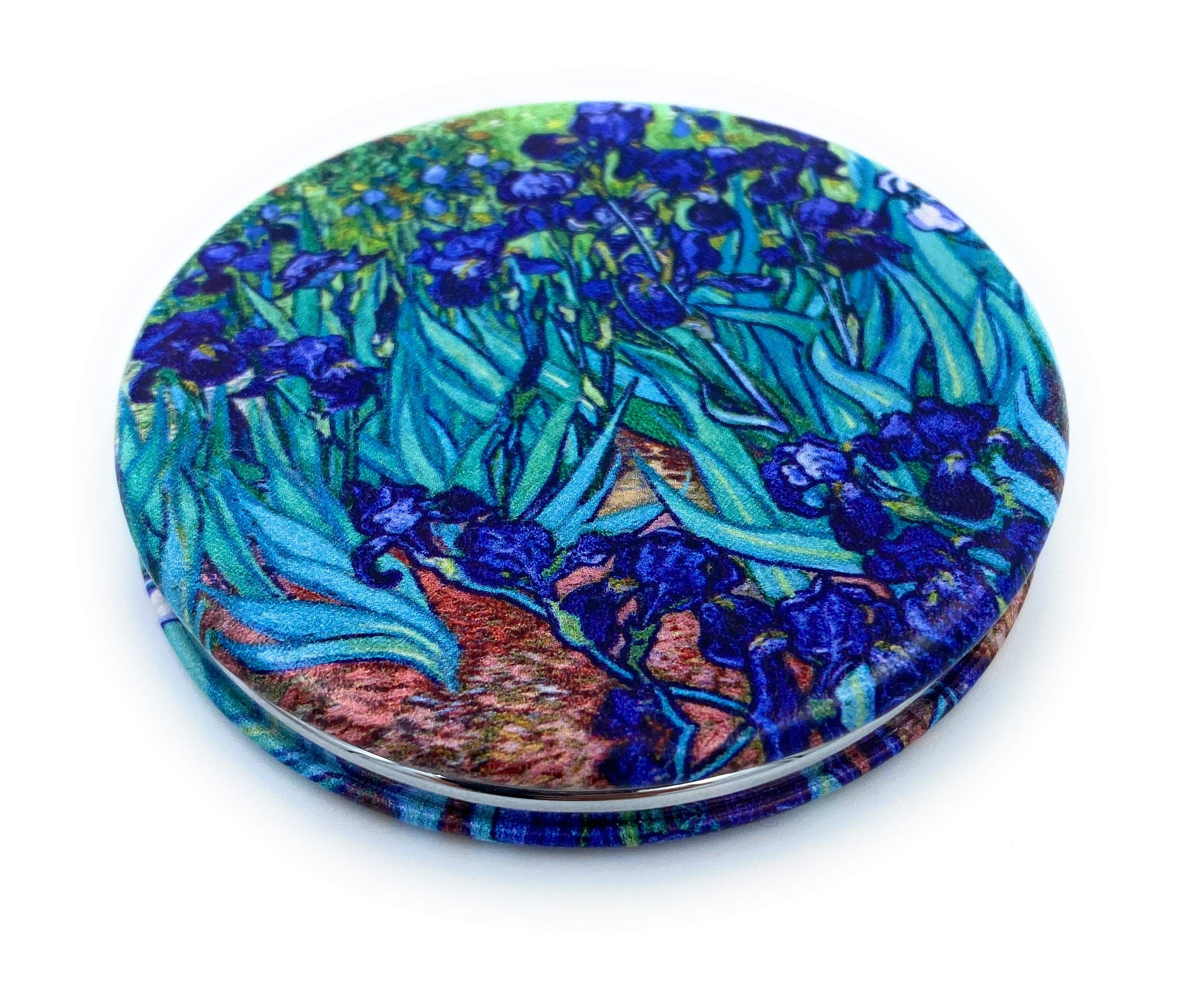 Aeisage Pocket Mirror For Women Small Travel Mirror Magnifying Van Gogh Irises Flower Purse Mirror Compact Unique Gift For Artis