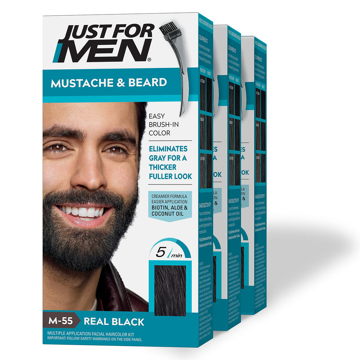 Just For Men Mustache & Beard, Beard Dye For Men With Brush Included For Easy Application, With Biotin Aloe And Coconut Oil For