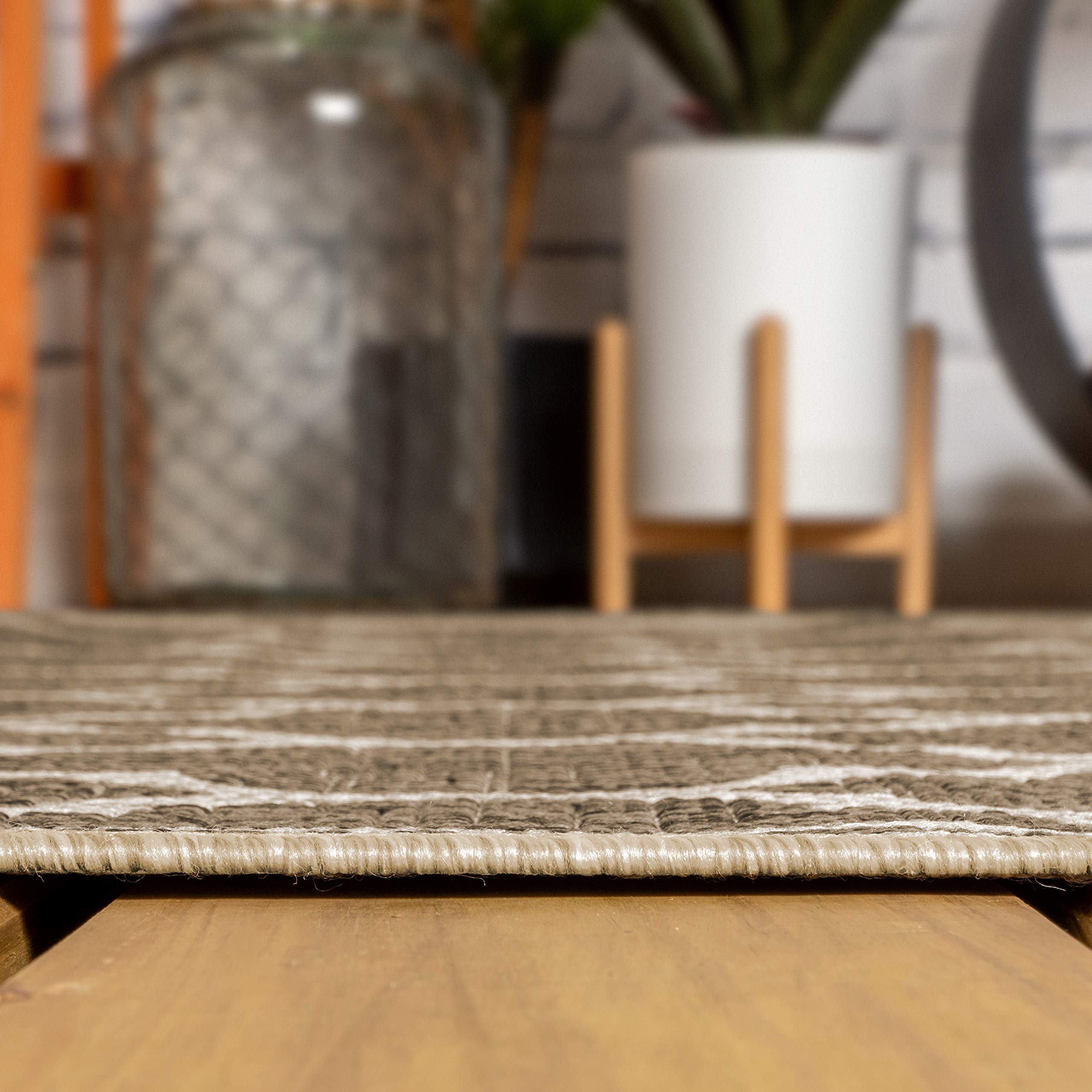 JONATHAN Y Trebol Moroccan Trellis Textured Weave IndoorOutdoor BrownBeige 4 ft x 6 ft Area-Rug, coastal,Easy-cleaning,HighTraff