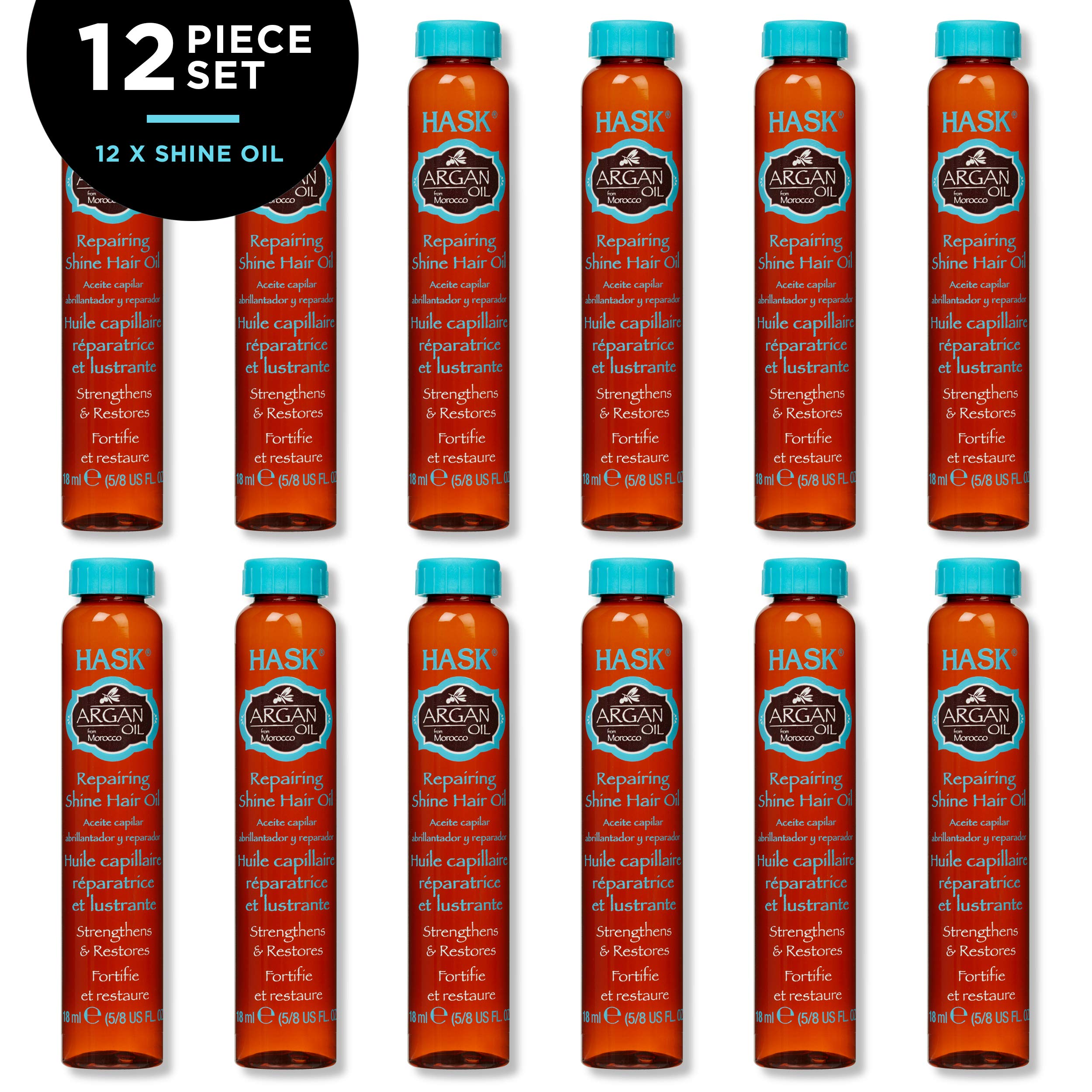 HASK ARGAN Repairing Hair Oil Vials for shine and frizz control for all hair types, color safe, gluten-free, sulfate-free, parab