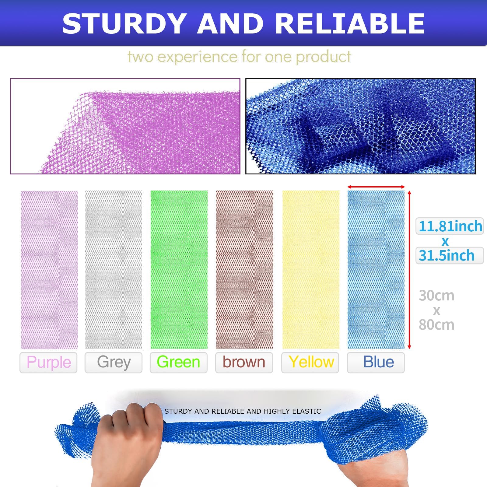 Ujfqbh 6 Pieces African Net Sponge Long Bath Sponge Exfoliating Shower Body Scrubber For Daily Use, Terrific For Smoother Skin -