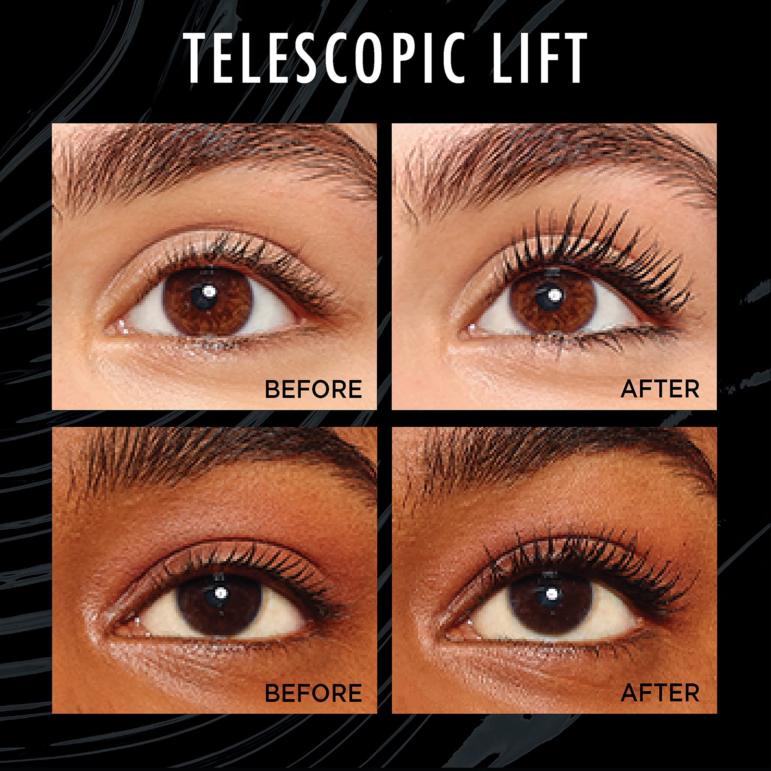 Loral Paris Telescopic Lift Washable Mascara, Lengthening And Volumizing Eye Makeup, Lash Lift With Up To 36Hr Wear, Black, 0.33