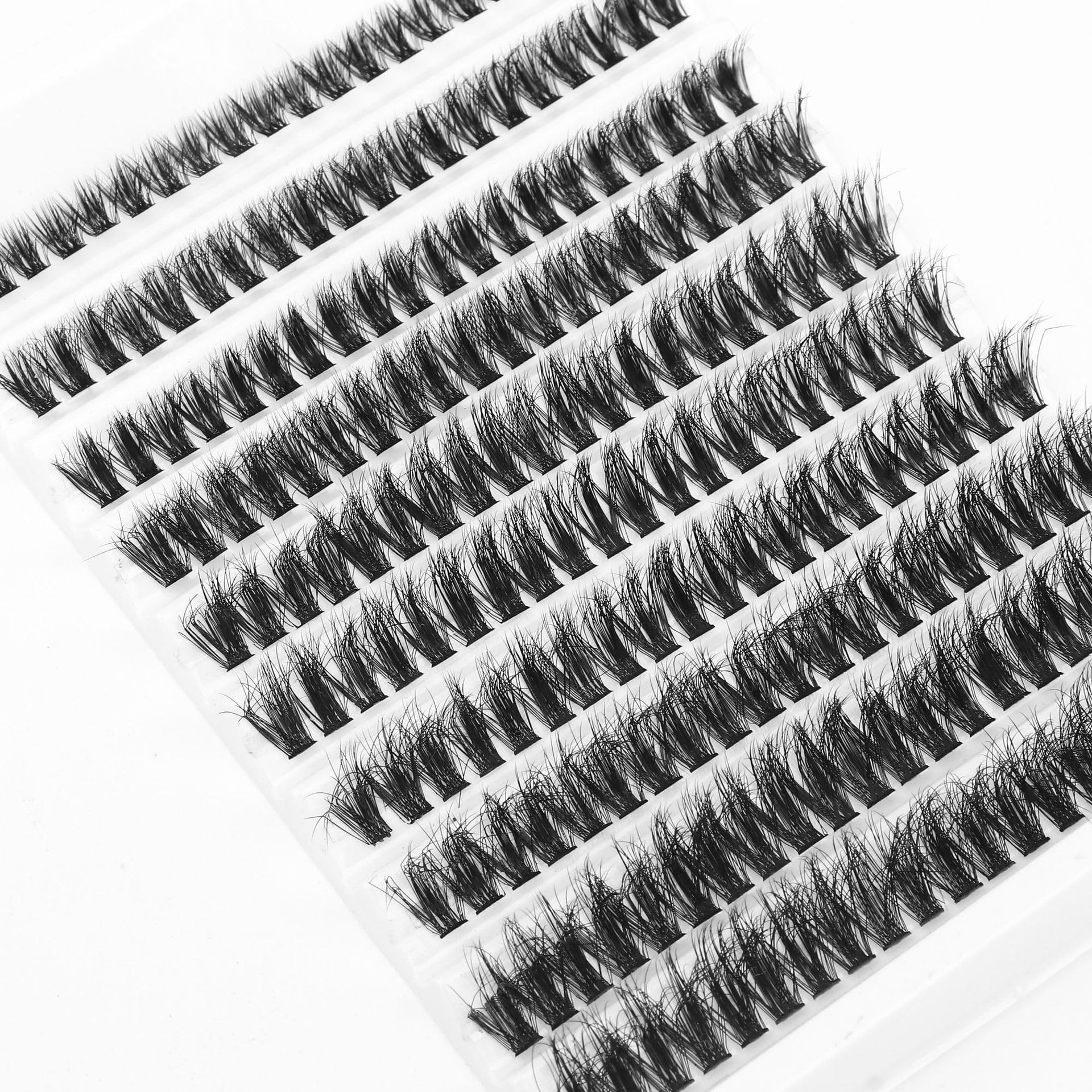 Bodermincer 8-16Mm Mixed Fluffy False Eyelashes Length Tray D Curl 50D Fluffy Cluster Eyelashes With Bond & Seal, Applicator At
