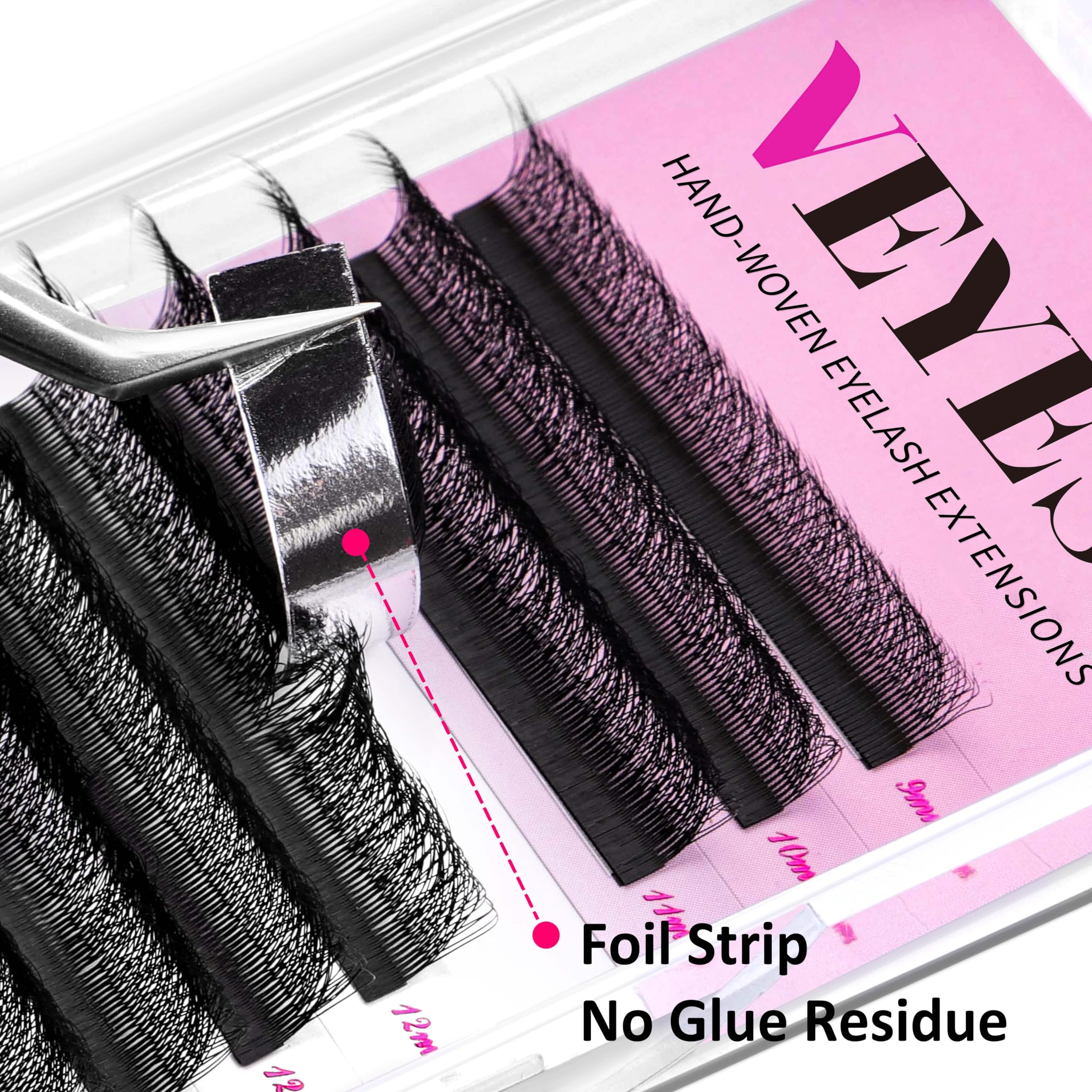 Veyes Inc Yy Lash Extensions Tray C/D Curl 9-15Mm Mixed Length Premade Volume Eyelash Fans, Professional Lash Extension Supplies