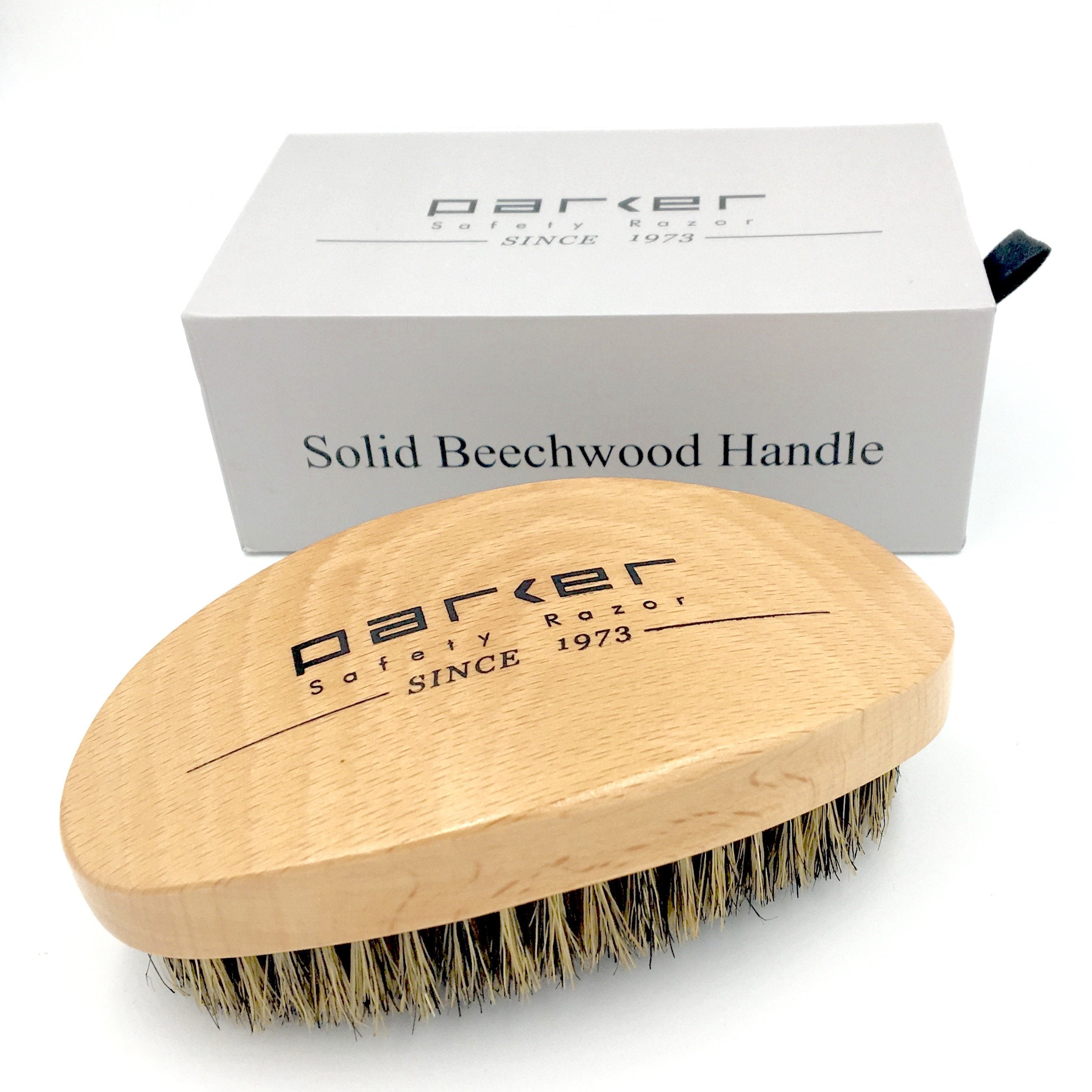 Parker Natural Boar Bristle Military Style Hair and Beard Brush with Genuine Beechwood Handle, Perfect for Styling and Grooming 