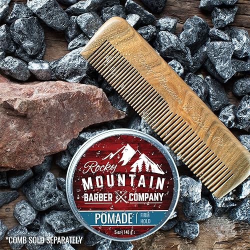 Rocky Mountain Barber Company Pomade For Men - 5 Oz Tub Classic Styling Product With Strong Firm Hold For Side Part, Pompadour &