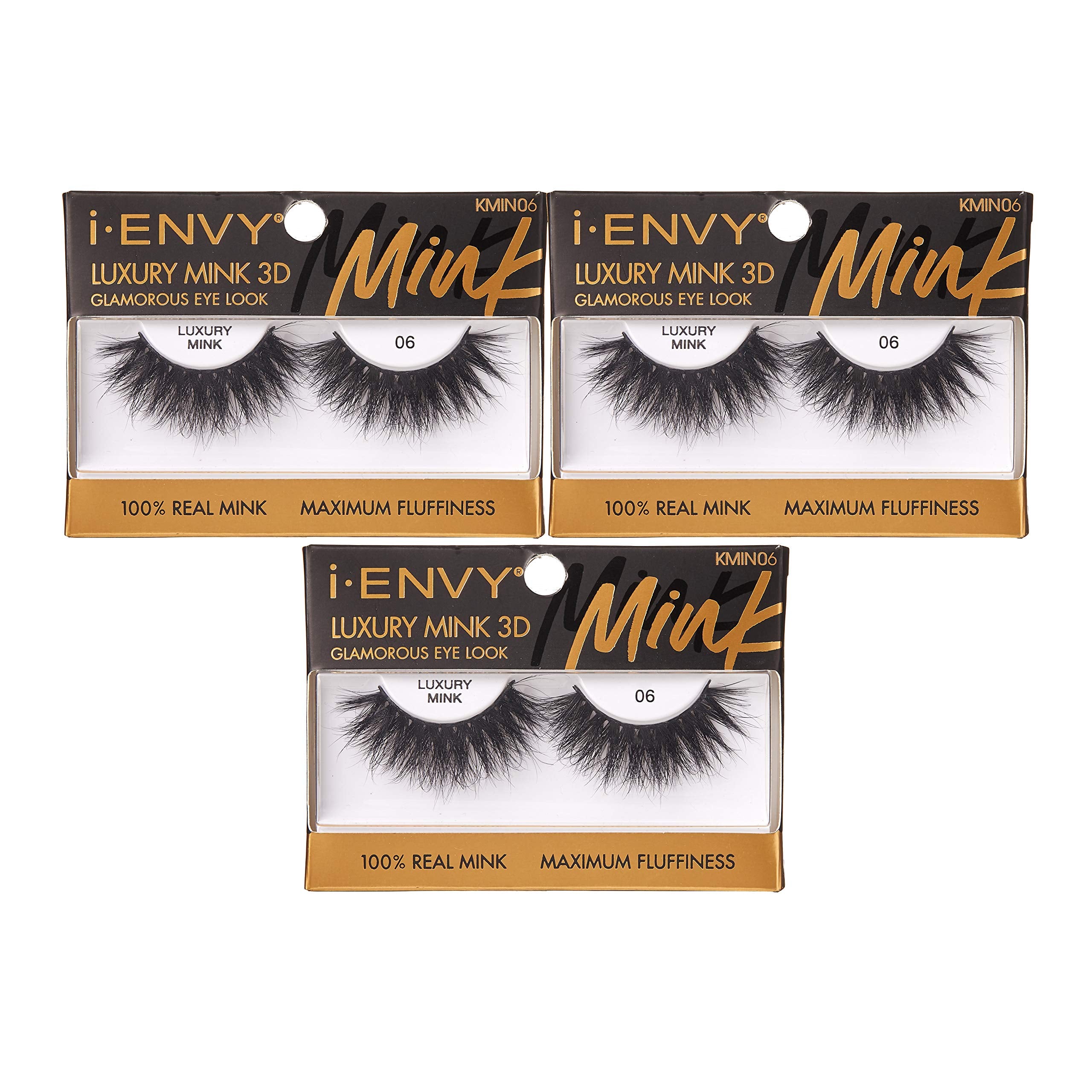 I-Envy Luxury Mink Collection False Eyelashes 100% Real Mink Glamorous Eye Look Lashes Maximum Fluffiness 3D Multi-Curl Angle (3