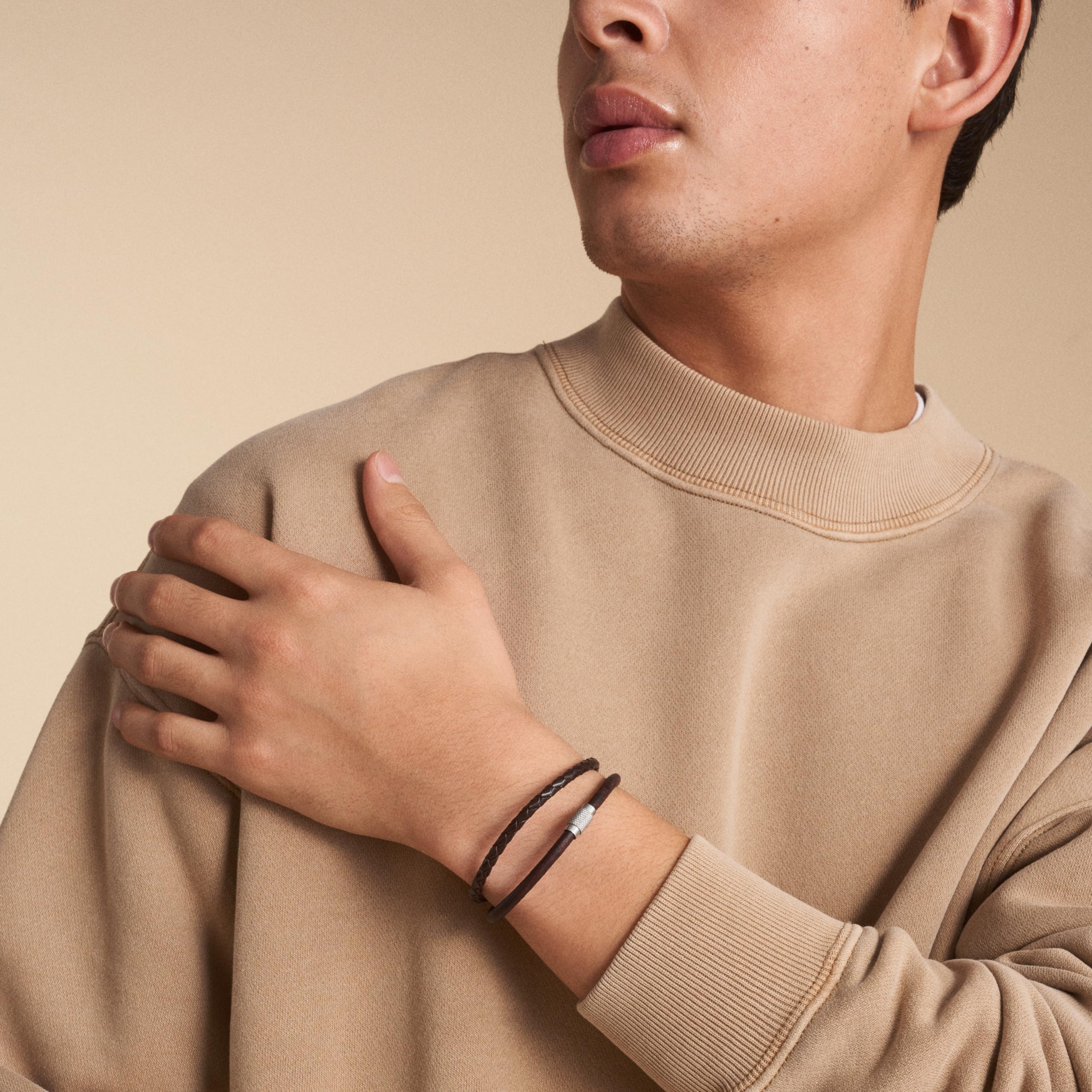 Fossil Men's All Stacked Up Brown Leather Multi-Strand Bracelet, Color: Brown (Model: JF04702040)