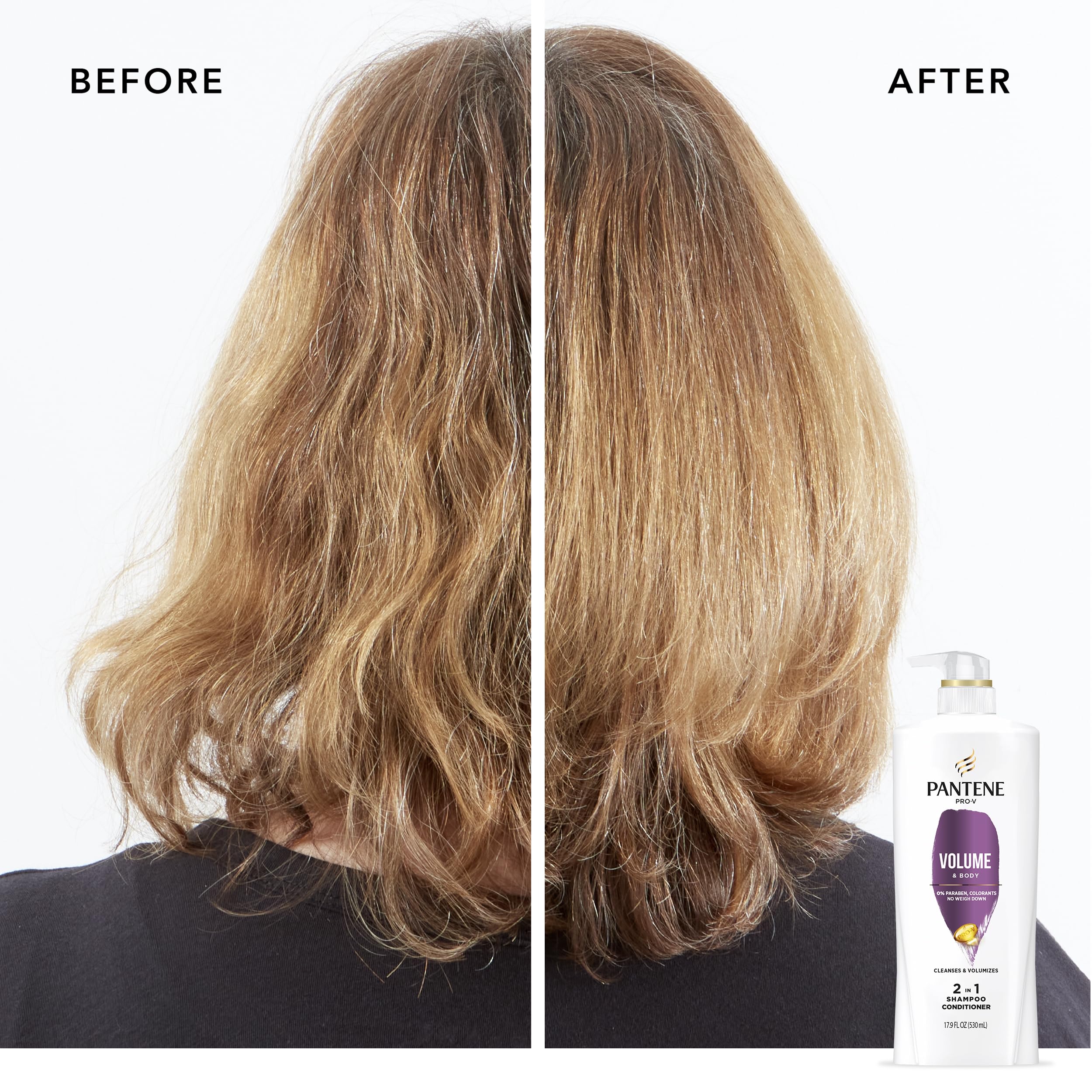 Pantene Pro-V Volume & Body 2 In 1 Shampoo & Conditioner,17.9 Fl Oz Pump Bottle