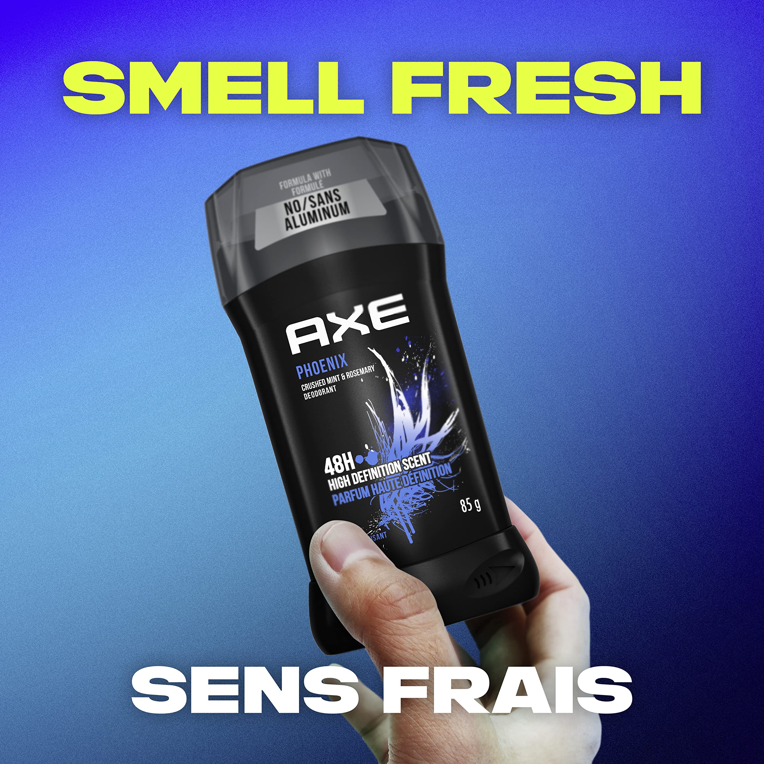 AXE Phoenix Deodorant for Men, 48H Odor Protection, Crushed Mint & Rosemary, 3 Ounce (Pack of 4), Aluminum Free, Black