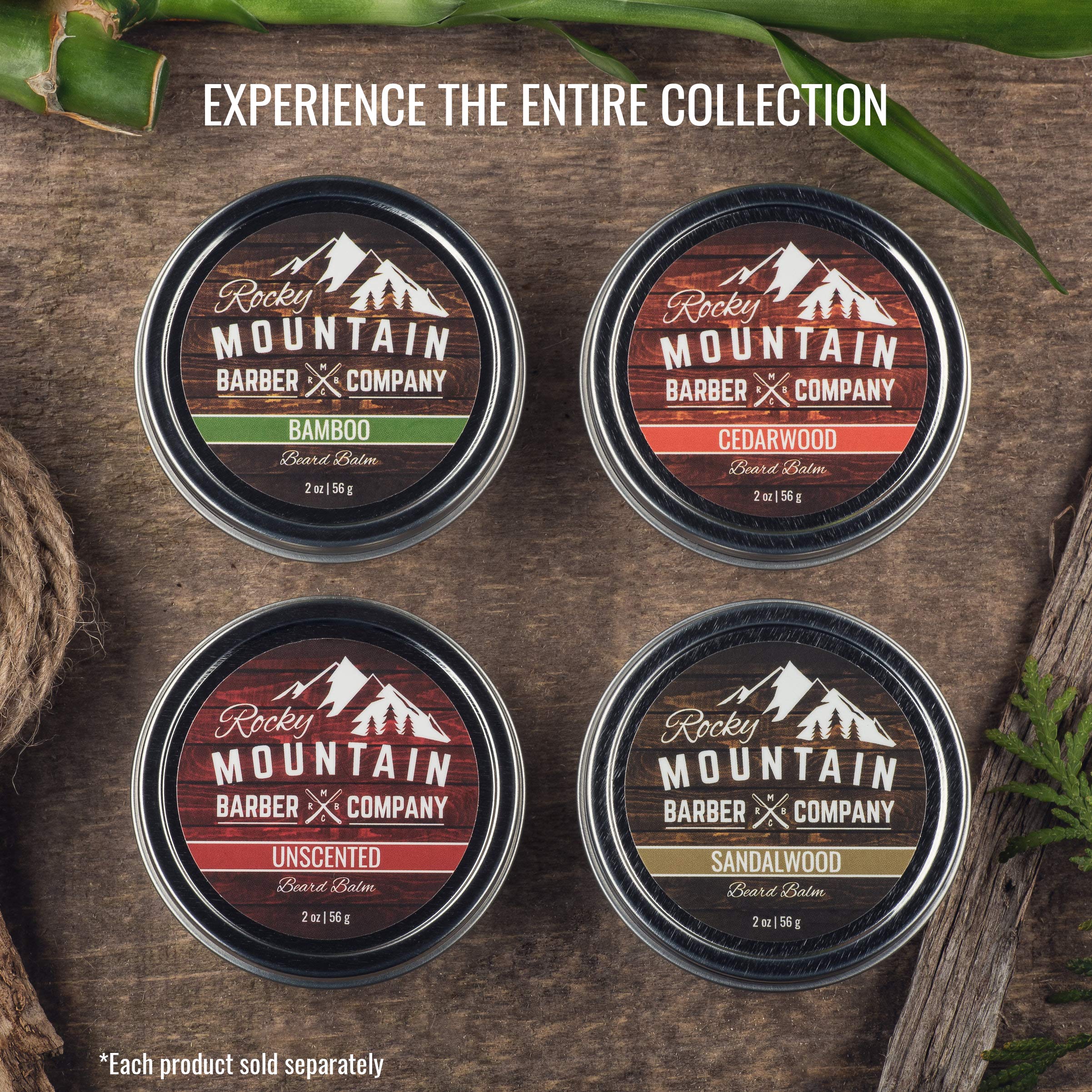 Rocky Mountain Barber Company Beard Balm - Classic Unscented - 100% Natural - Premium Wax Blend With Nutrient Rich Bees Wax, Joj