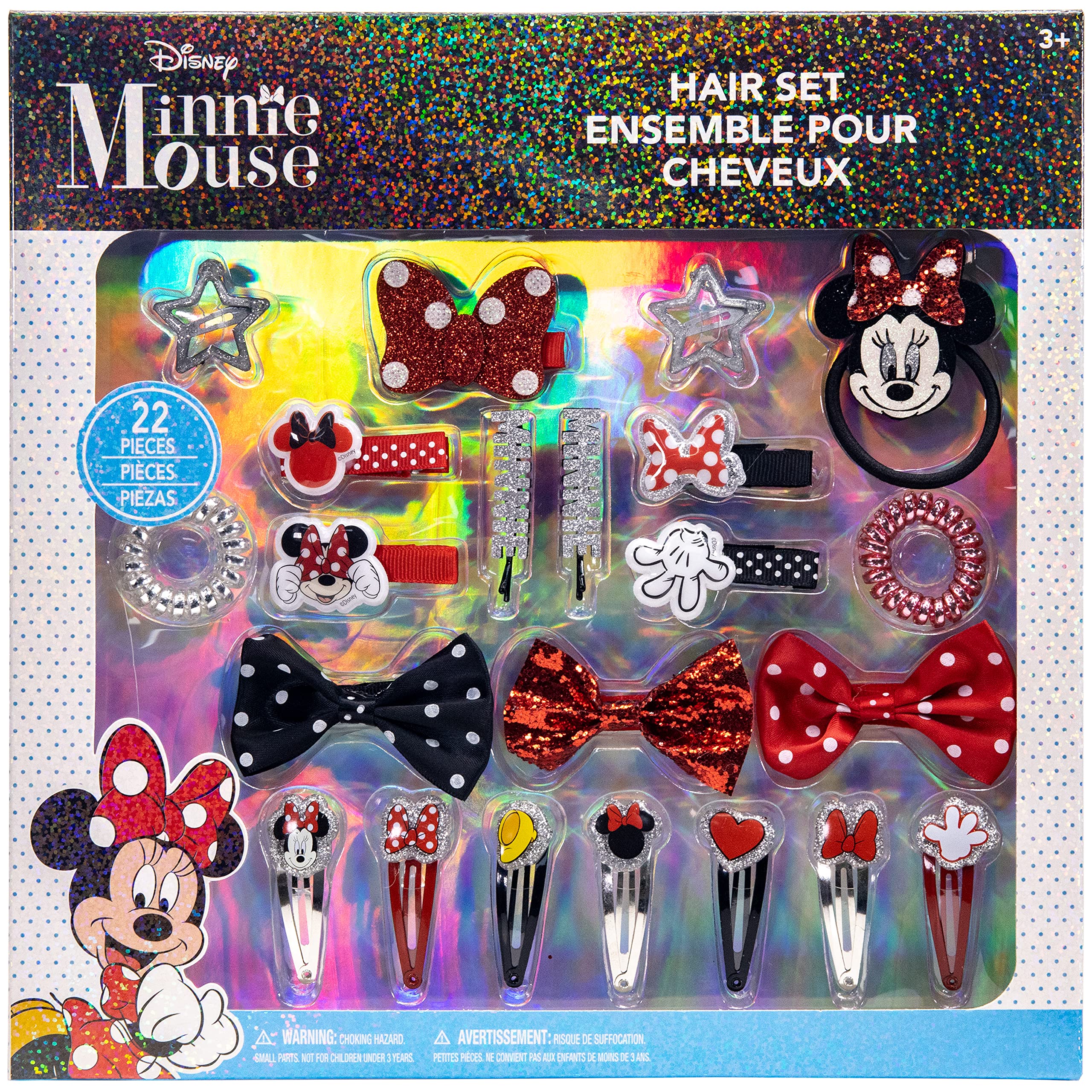 Townley Girl Disney Minnie Mouse Hair Accessories Kit - 22 Pieces, Multi, Perfect for Girls Ages 3+, Model MB1640GA