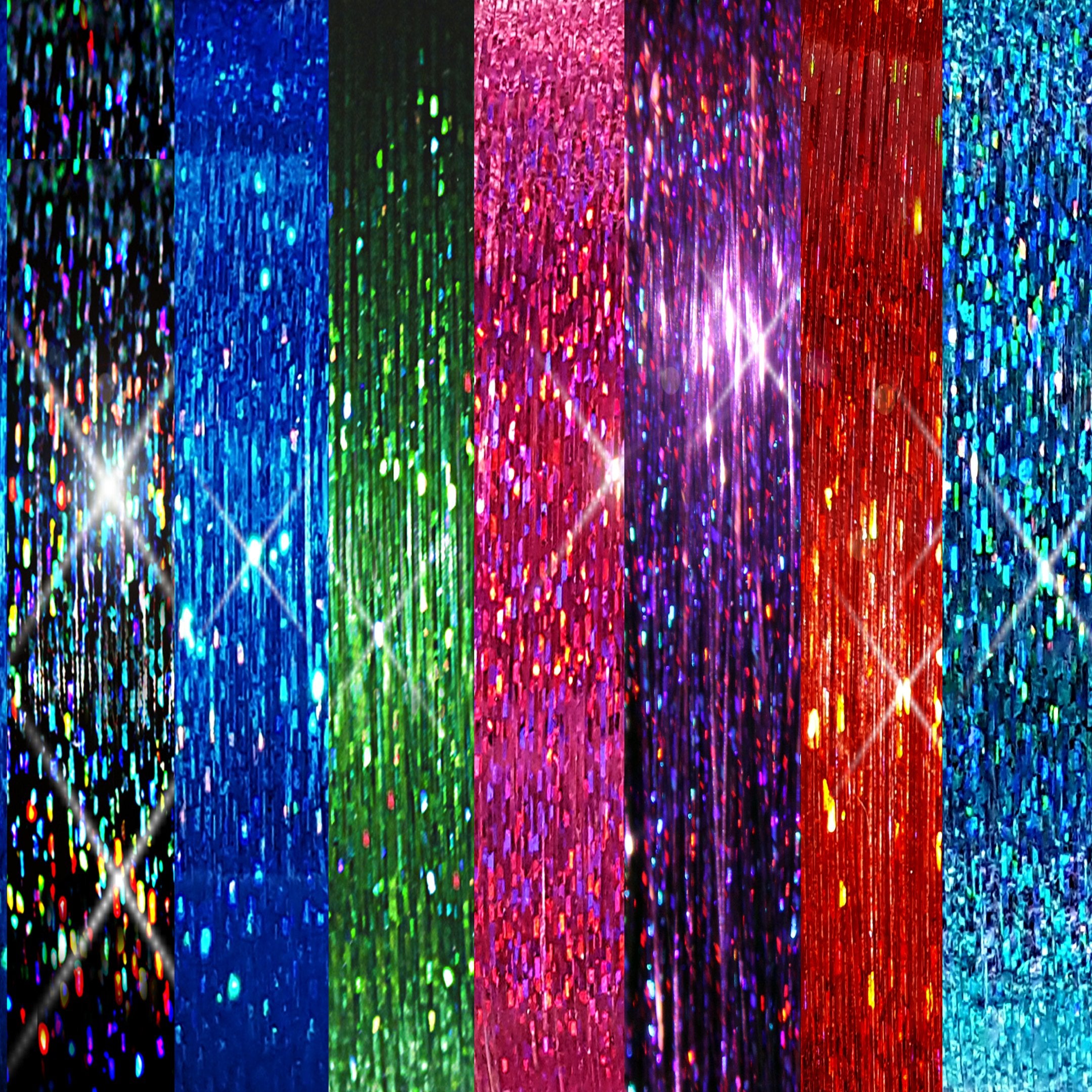 40 Hair Tinsel 250 Strands 7 ALL Sparkling Colors (Blue Flame, Blue Sea, Green Emerald, Pink Fuchsia, Purple Orchid, Red Fire, M