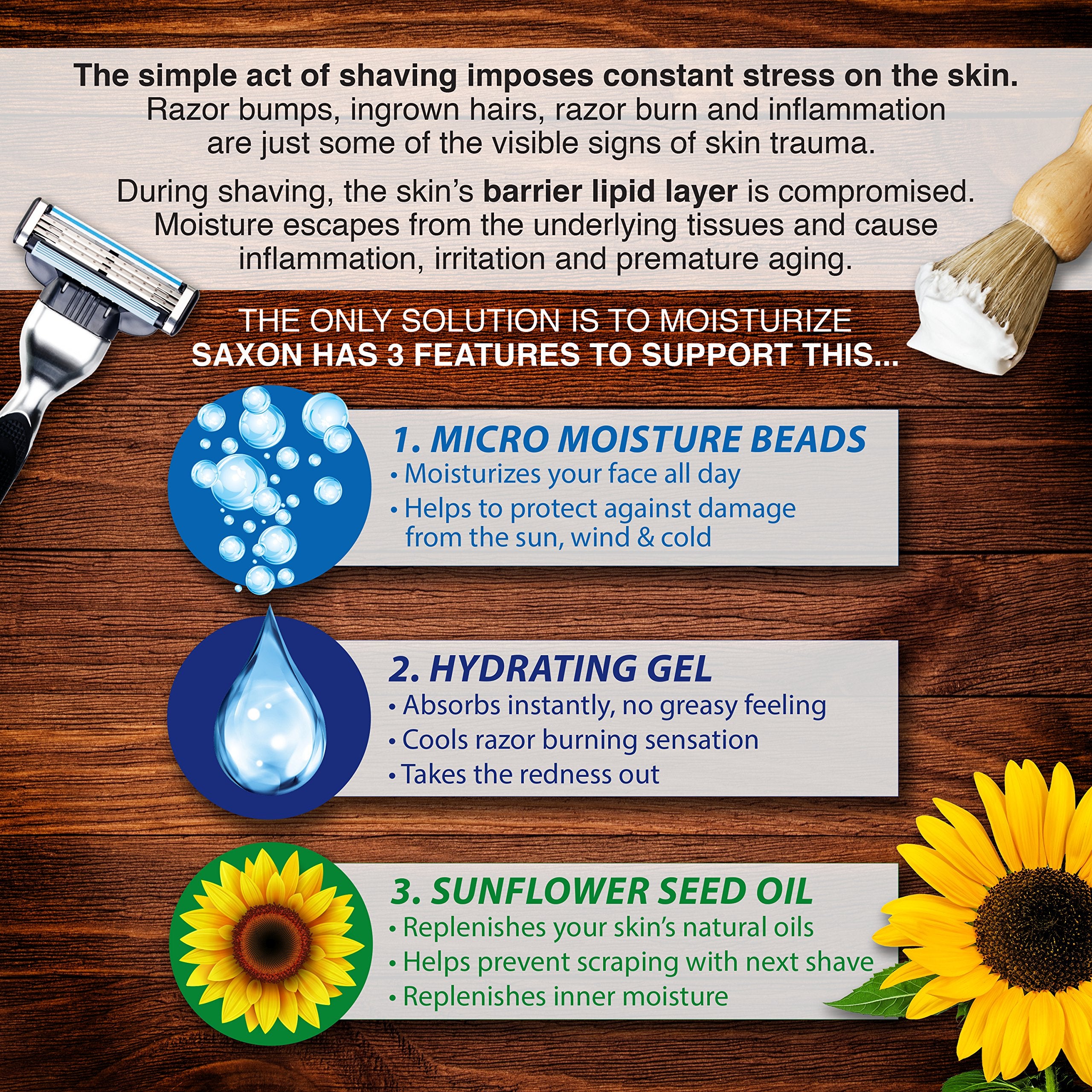 Saxon Post Shave Cream with Micro Moisturizing and Conditioning Beads, Woodspice