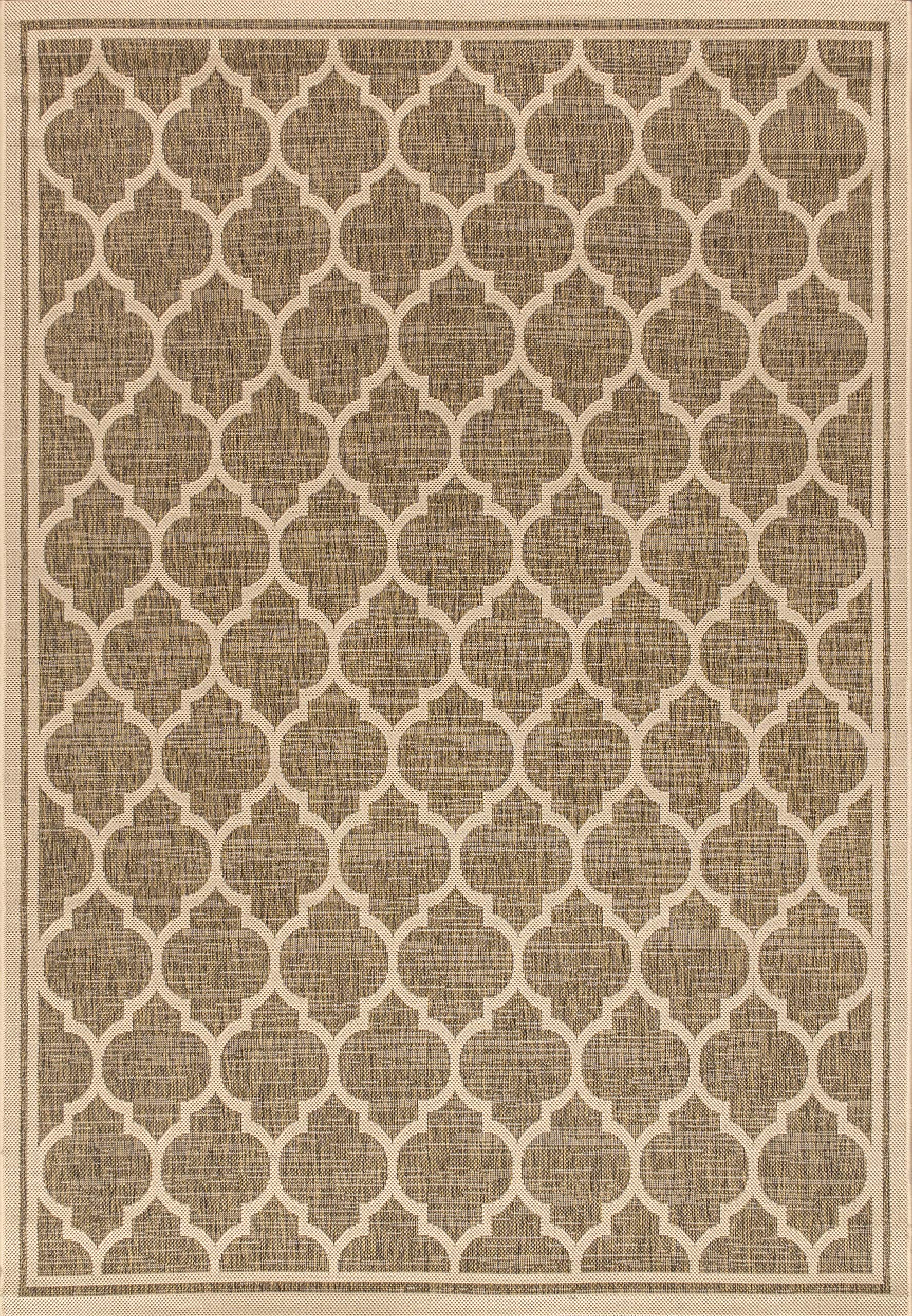 JONATHAN Y Trebol Moroccan Trellis Textured Weave IndoorOutdoor BrownBeige 4 ft x 6 ft Area-Rug, coastal,Easy-cleaning,HighTraff