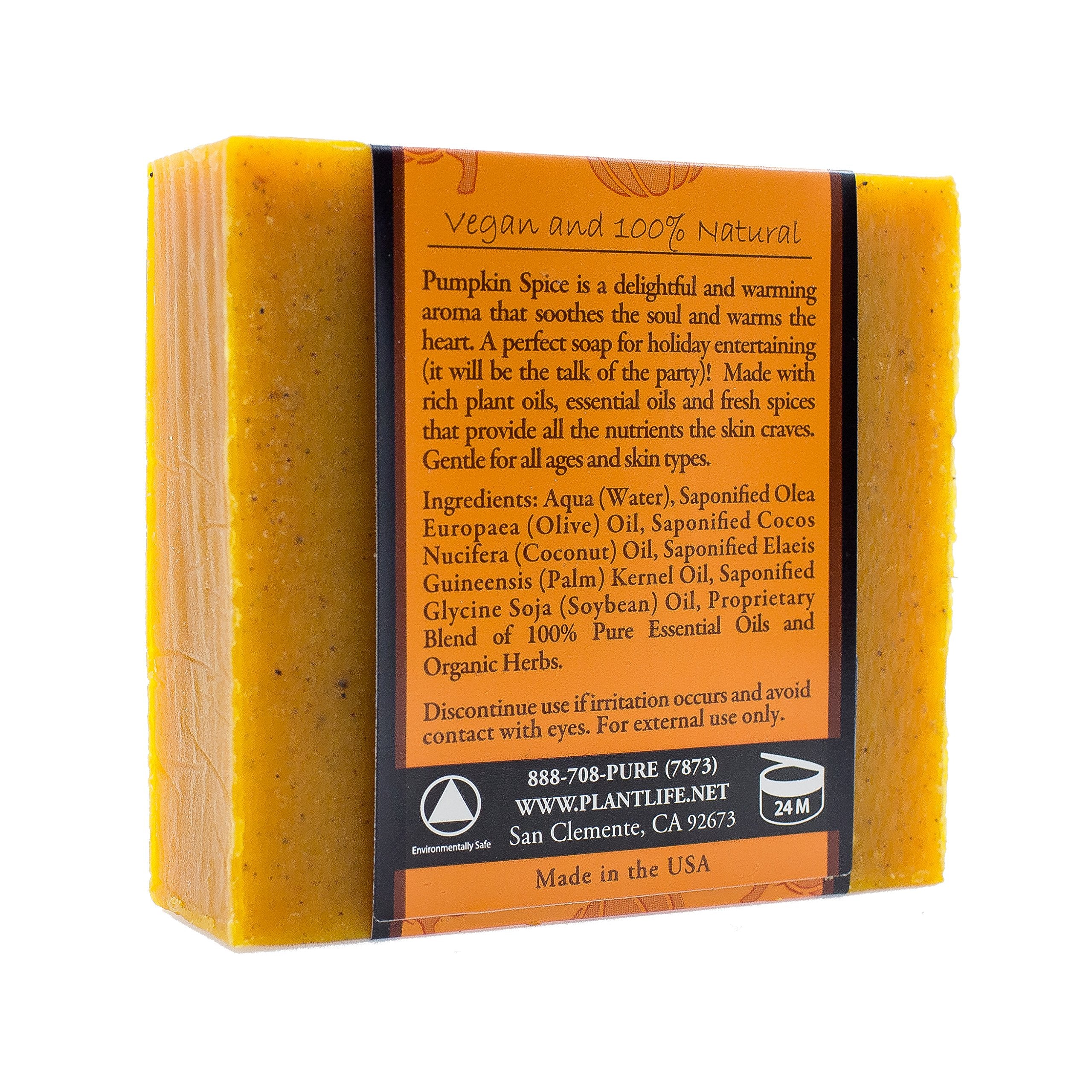 Plantlife Pumpkin Spice Bar Soap - Moisturizing And Soothing Soap For Your Skin - Hand Crafted Using Plant-Based Ingredients - M