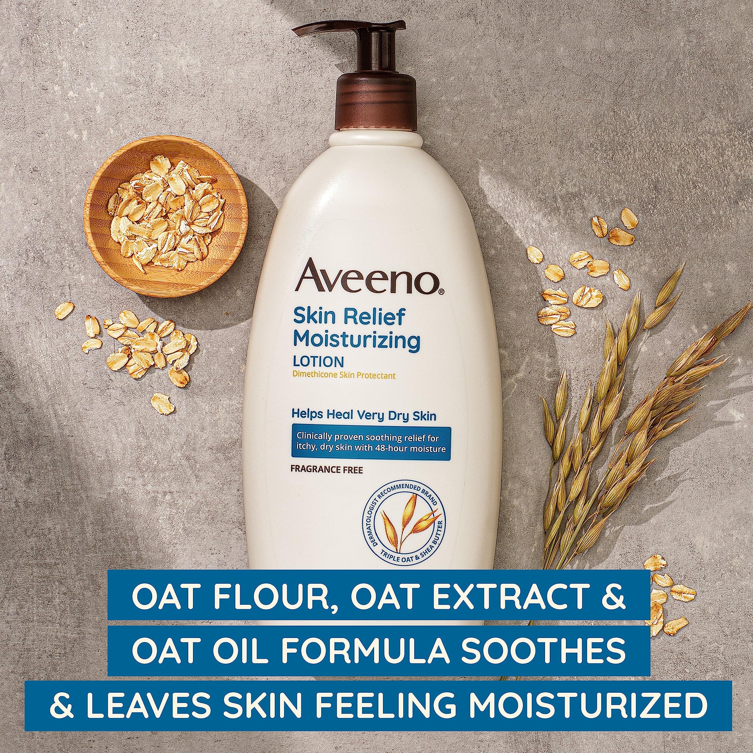 Aveeno Skin Relief 24-Hour Moisturizing Lotion For Sensitive Skin With Natural Shea Butter & Triple Oat Complex, Unscented Thera