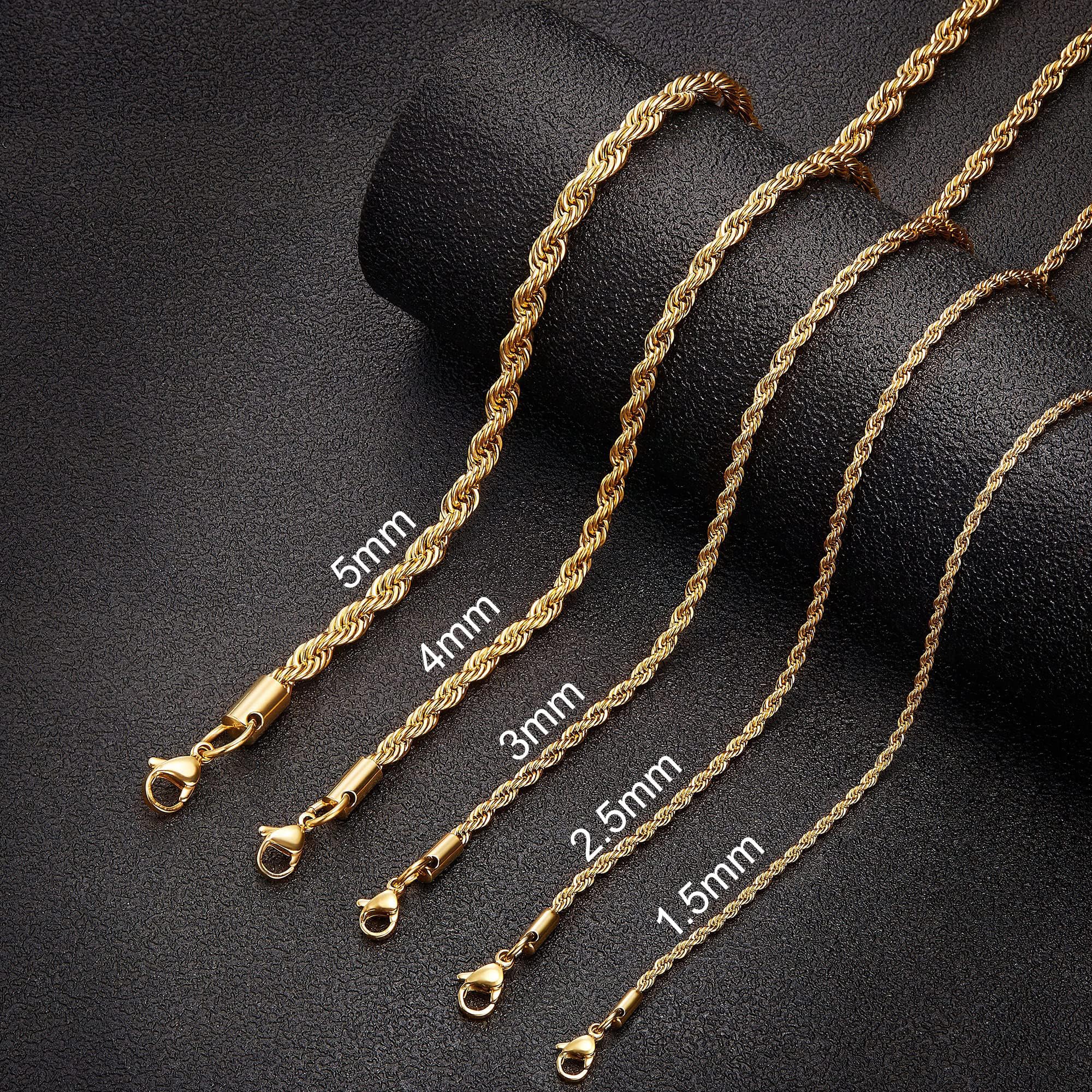 Monily 3MM 36 Inches Stainless Steel Twist Rope Chain Necklace Mens Womens Necklace Jewelry