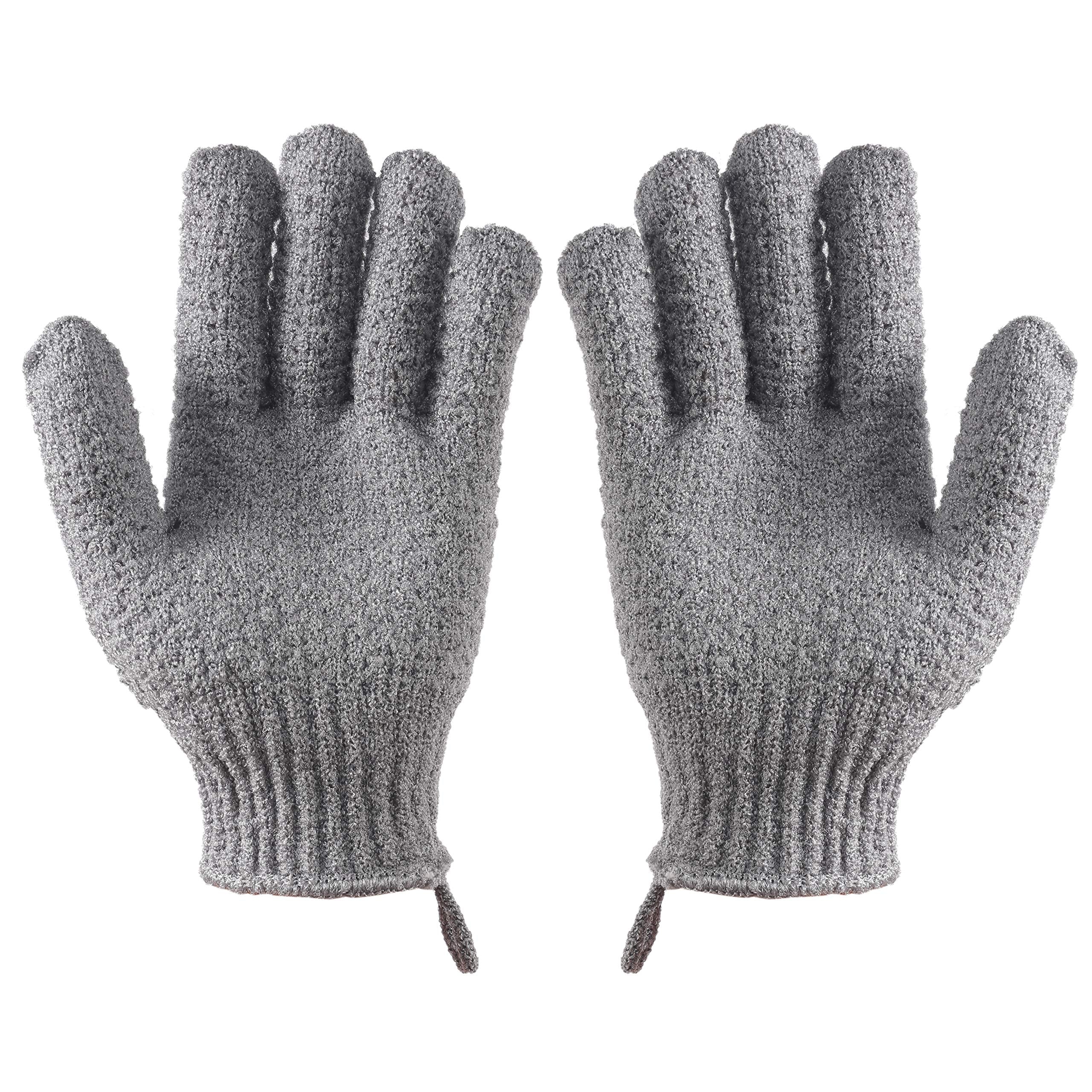 Cleedy Bath Exfoliating Gloves Scrub - 4 Pcs(2 Pairs) Lengthened And Large Exfoliating Scrubbing Gloves For Shower, Spa, Massage
