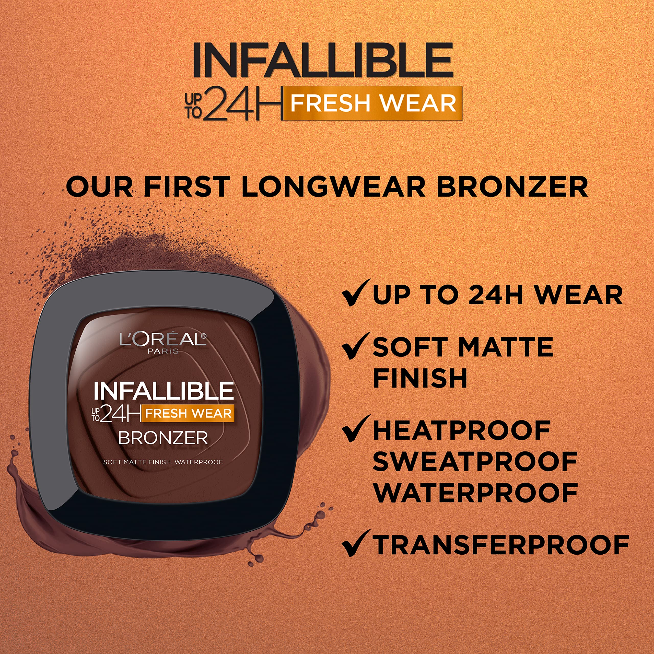 L'Oreal Paris Infallible Up to 24H Fresh Wear Soft Matte Longwear Bronzer. Waterproof, heatproof, Transfer, humidity and sweatpr