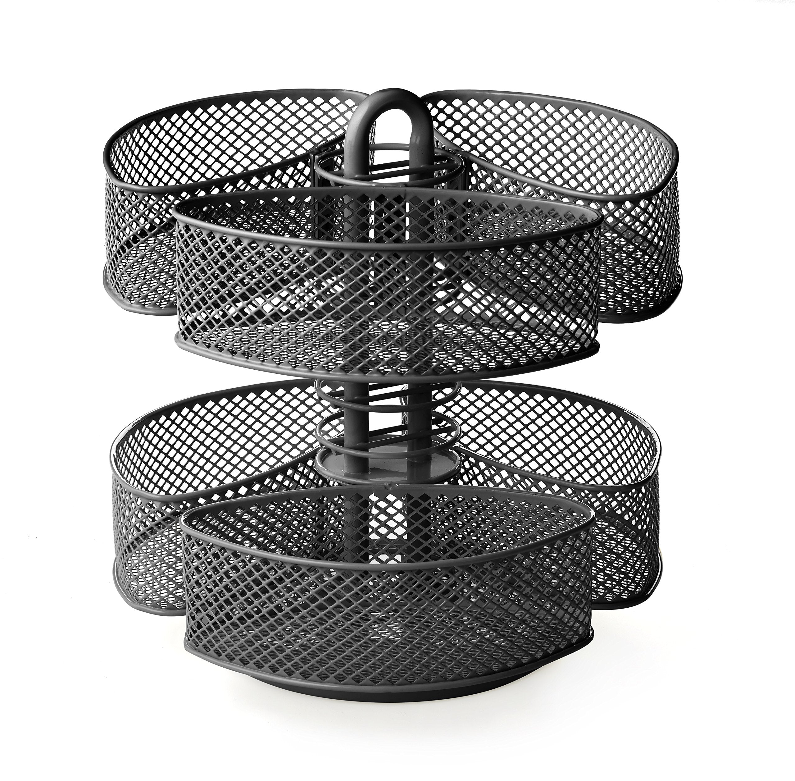 Nifty Organizing Carousel - Black Powder Coat Finish, Spins 360-Degrees, Cosmetic Bathroom Or Bedroom Vanity Storage, Beauty Sup