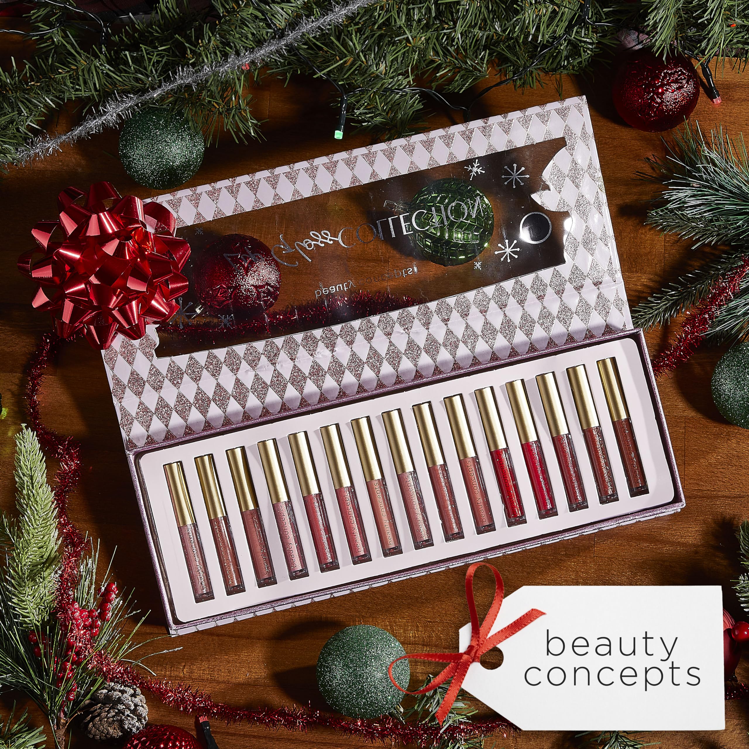 Beauty Concept 15-Piece Lip Gloss Set - Radiant Lips With Glossy Heavy Embossing, Shiny Gold Foil Stamping - 0.7 Fl Oz Each In P