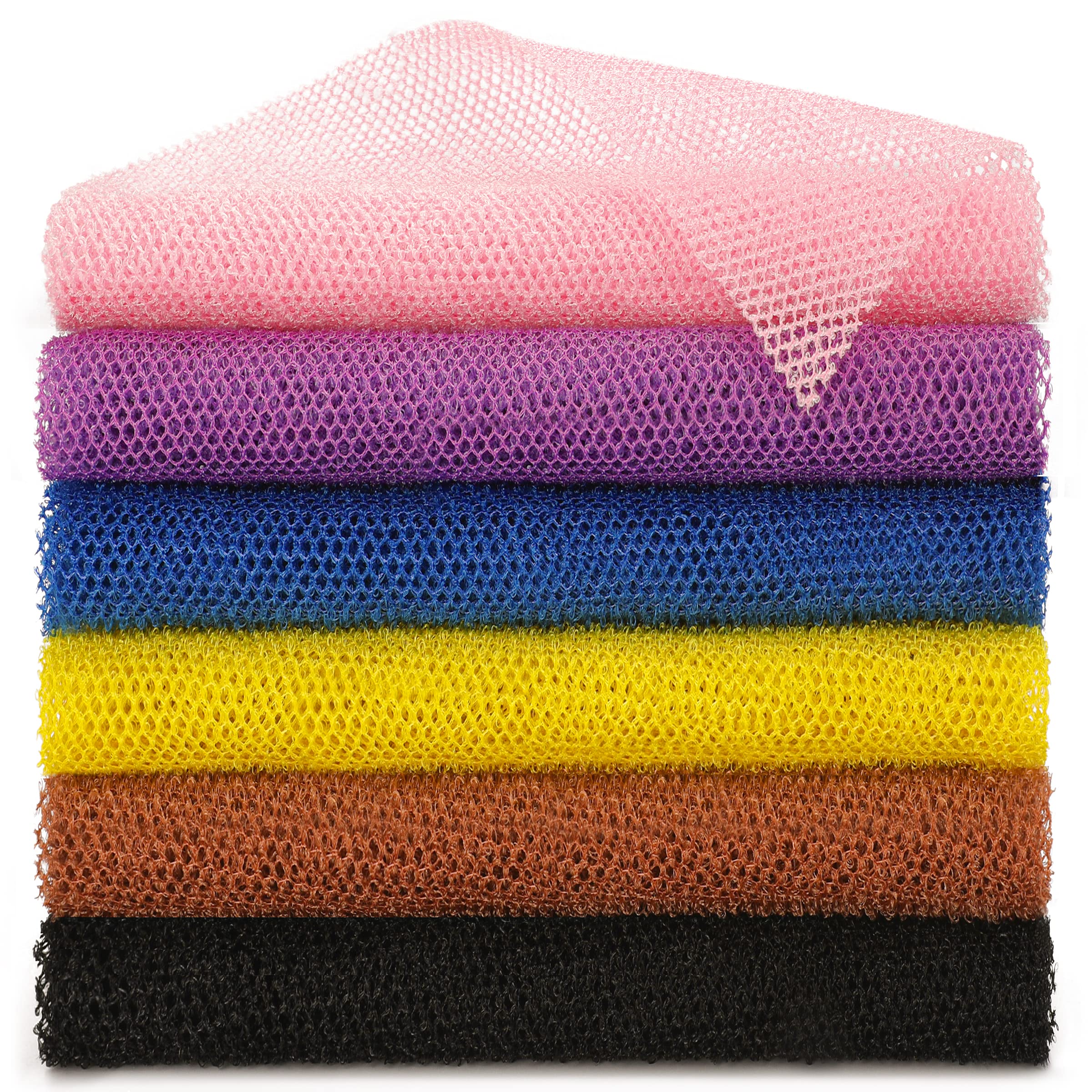6Piecesafricannetspongeafricanexfoliatingnetlongafricanbathspongewashclothshowernetafricanbodyscrubbernetforskinsmootherdailyuse