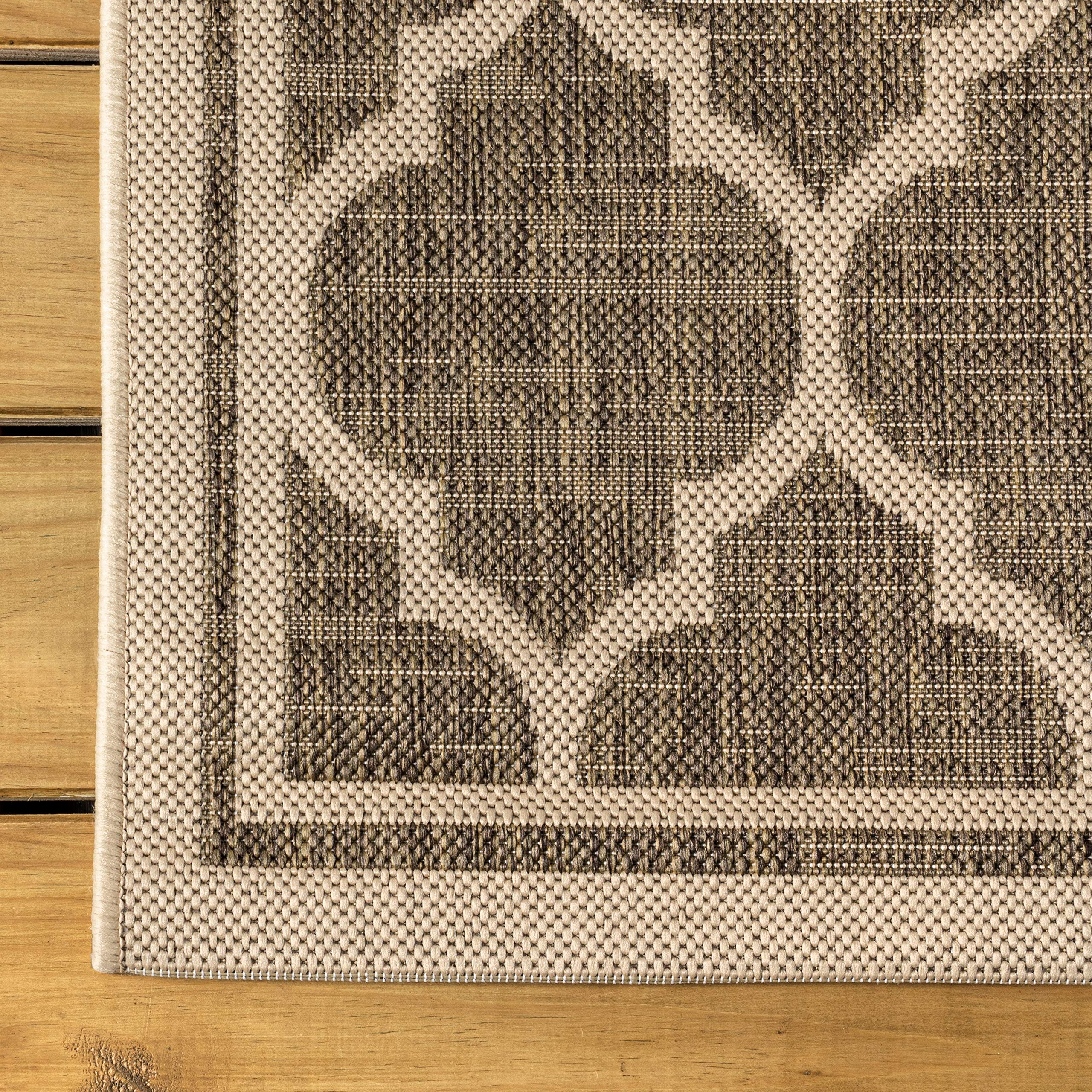 JONATHAN Y Trebol Moroccan Trellis Textured Weave IndoorOutdoor BrownBeige 4 ft x 6 ft Area-Rug, coastal,Easy-cleaning,HighTraff