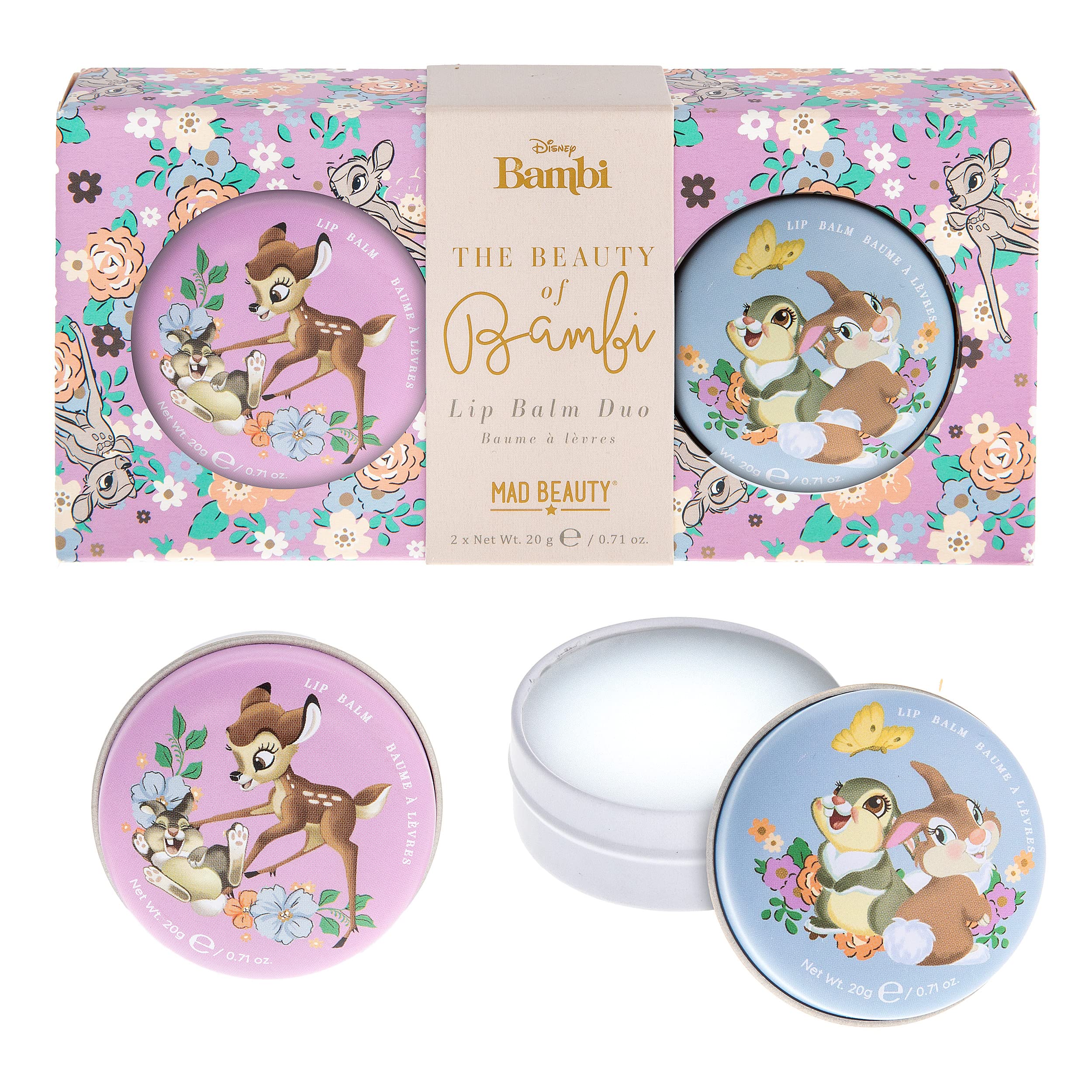 Mad Beauty Disney Beauty of Bambi Lip Balm Duo | Cruelty-Free Cosmetics | Strawberry & Vanilla Scented | Skincare Gifts for Wome