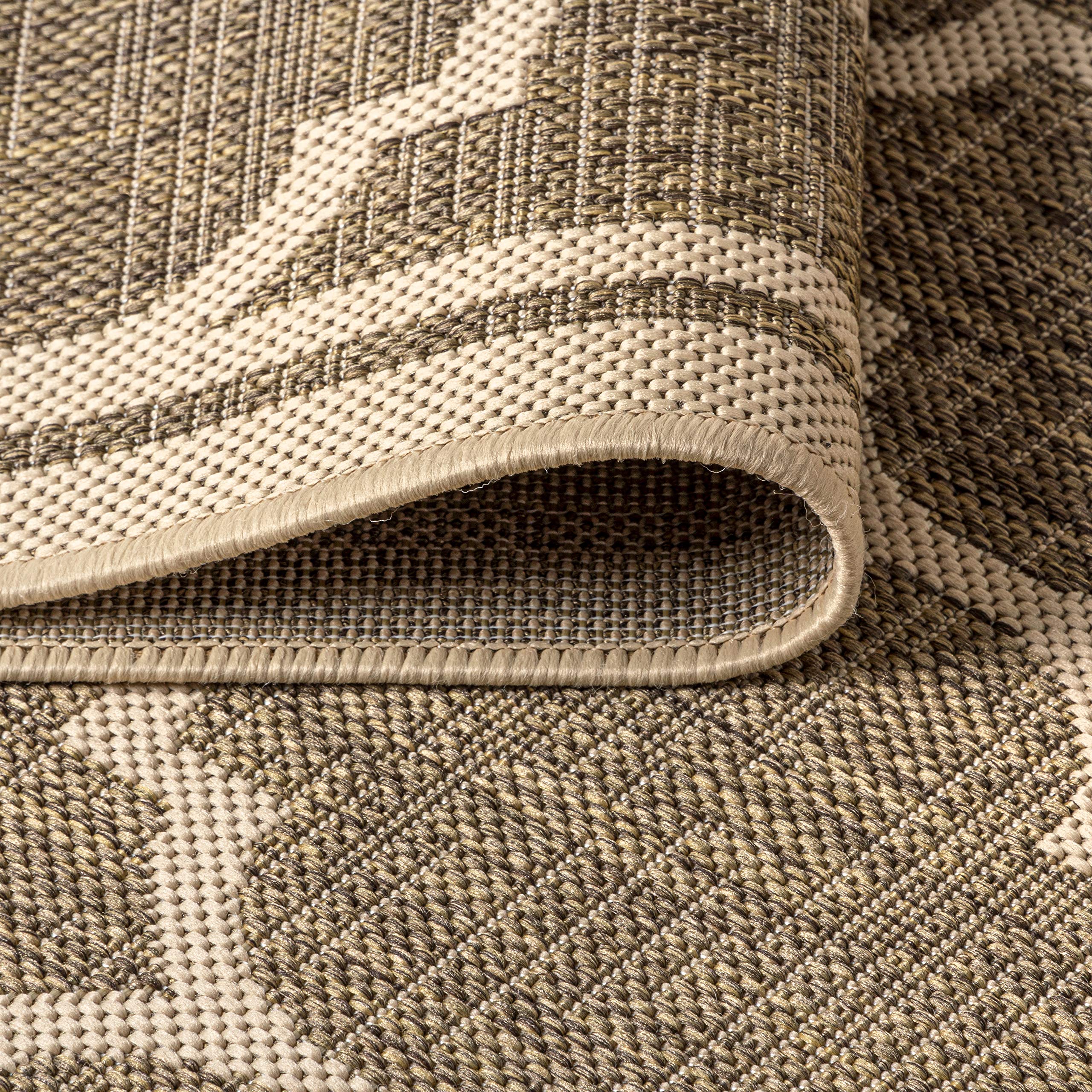 JONATHAN Y Trebol Moroccan Trellis Textured Weave IndoorOutdoor BrownBeige 4 ft x 6 ft Area-Rug, coastal,Easy-cleaning,HighTraff