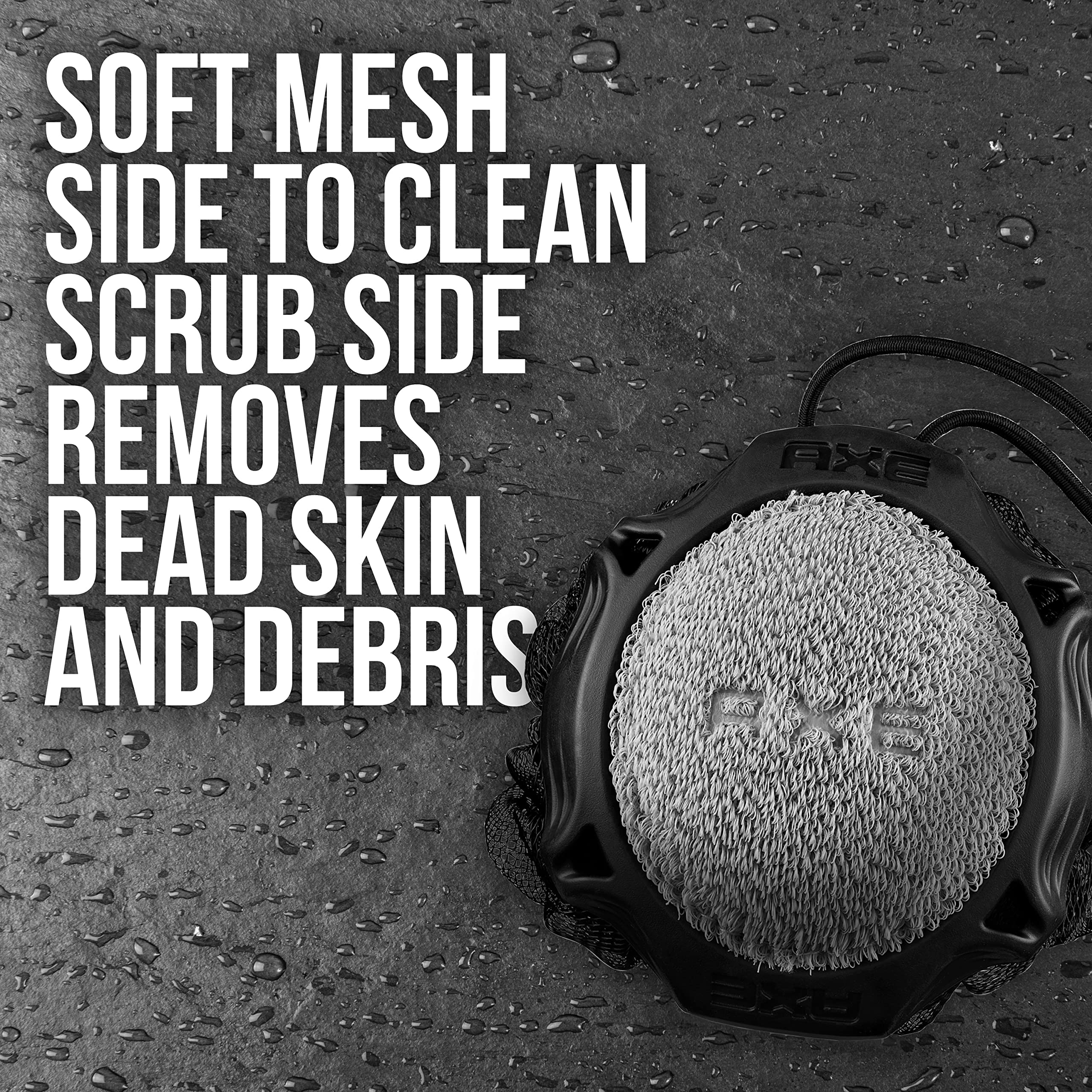 Axe Modern Shower Tool Skin Cleanser For Smoother Skin Detailer Exfoliates And Gently Cleanses One Size 3 Count, Black