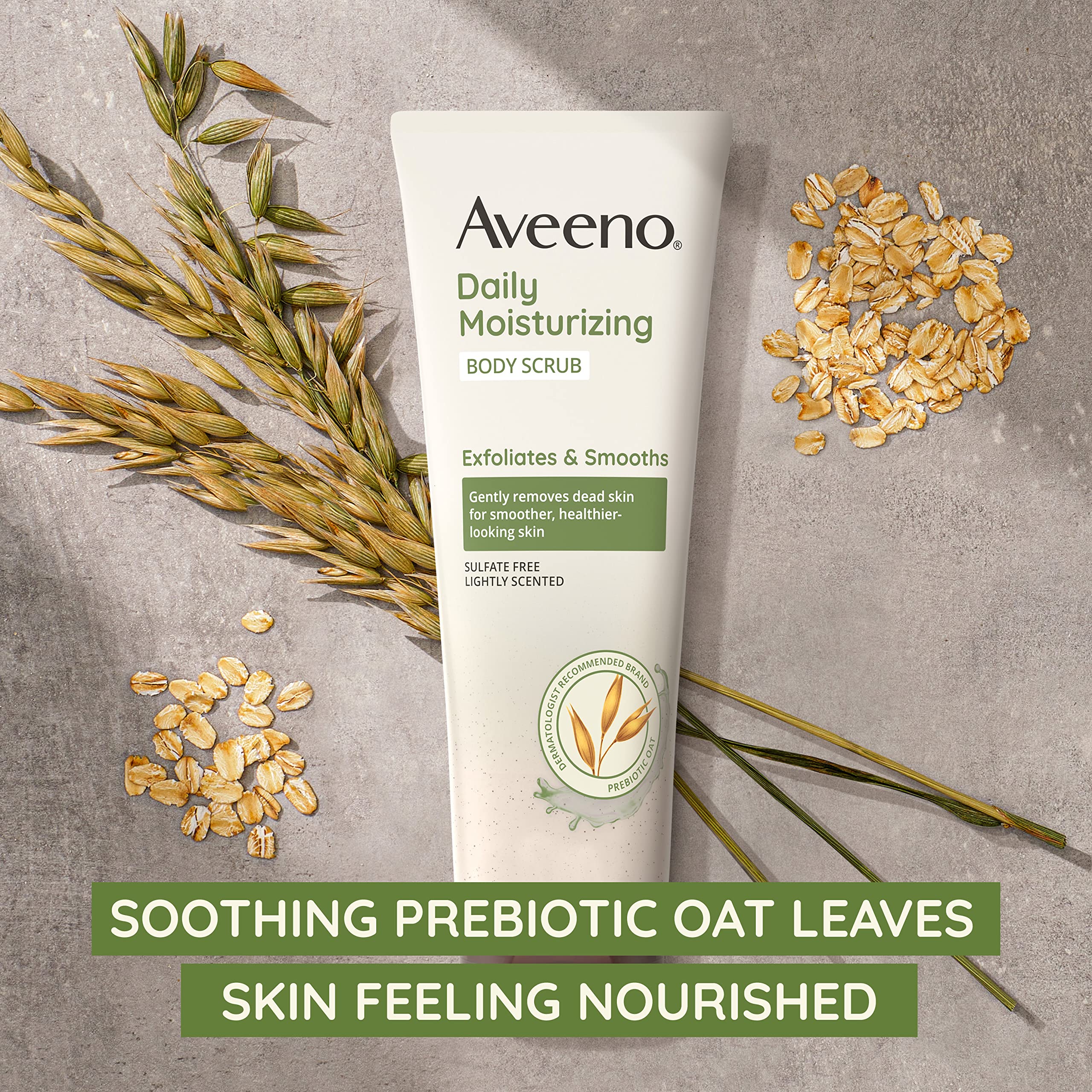 Aveeno Daily Moisturizing Body Scrub, Exfoliating Body Wash for Smoother, Healthier Looking Skin, Soothing Prebiotic Oat Formula