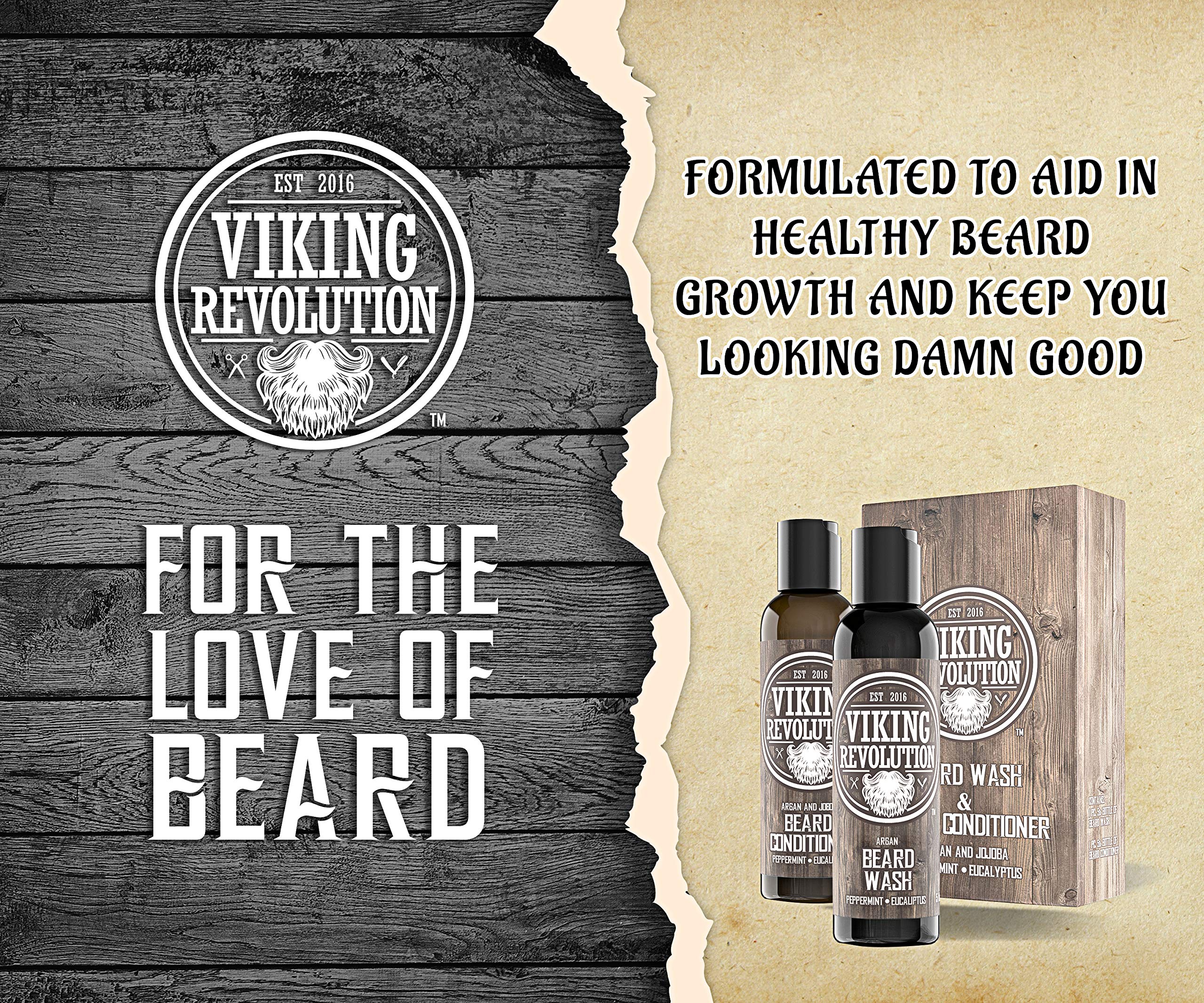 Viking Revolution Beard Shampoo And Conditioner Set - Top-Tier Beard Care Kit With Argan & Jojoba Oils For Healthy Beard Growth,