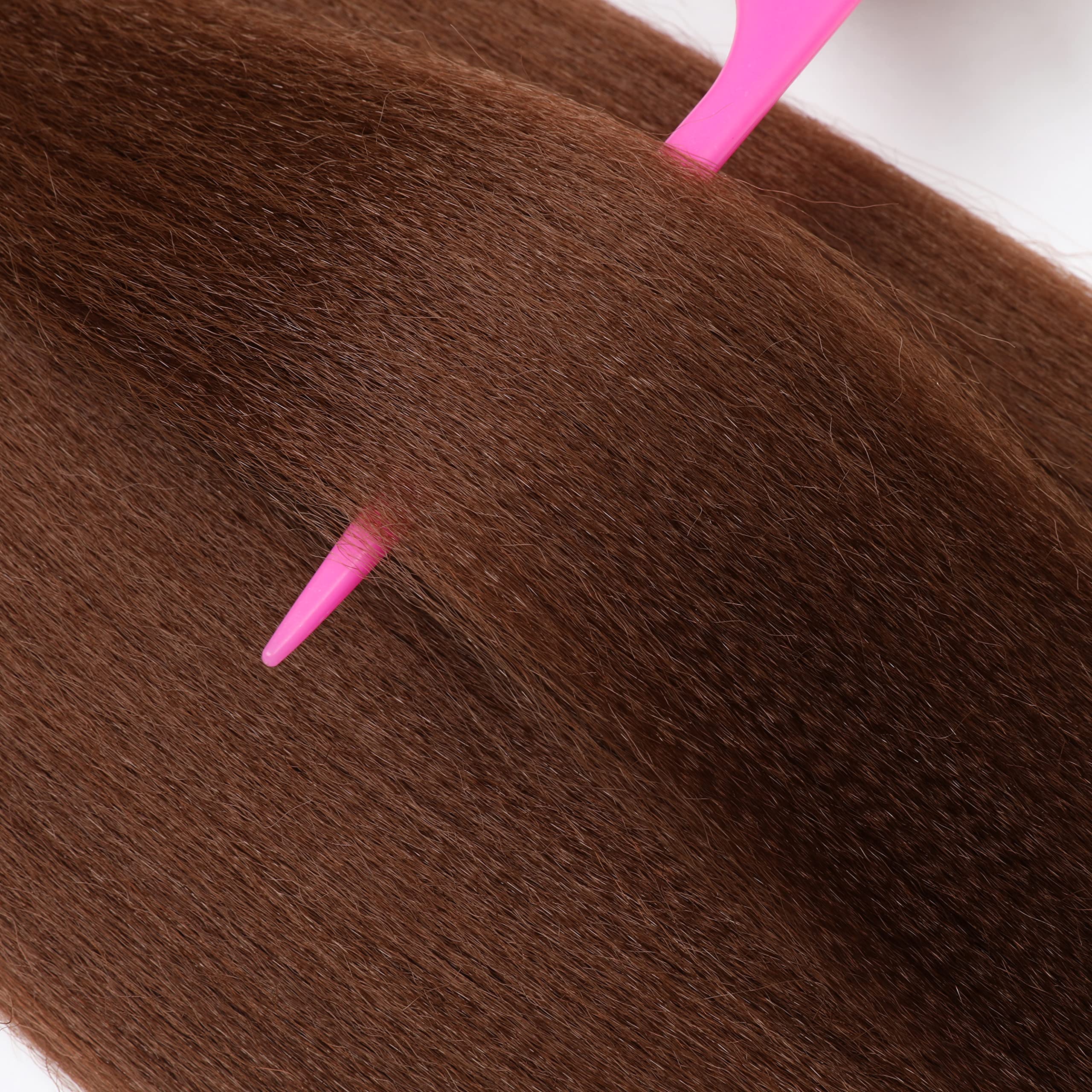 Ubeleco Brown Braiding Hair Pre Stretched 20 Inch 8 Packs Color 30 Braiding Hair Auburn Soft Yaki Texture, No Itch, Hot Water Se