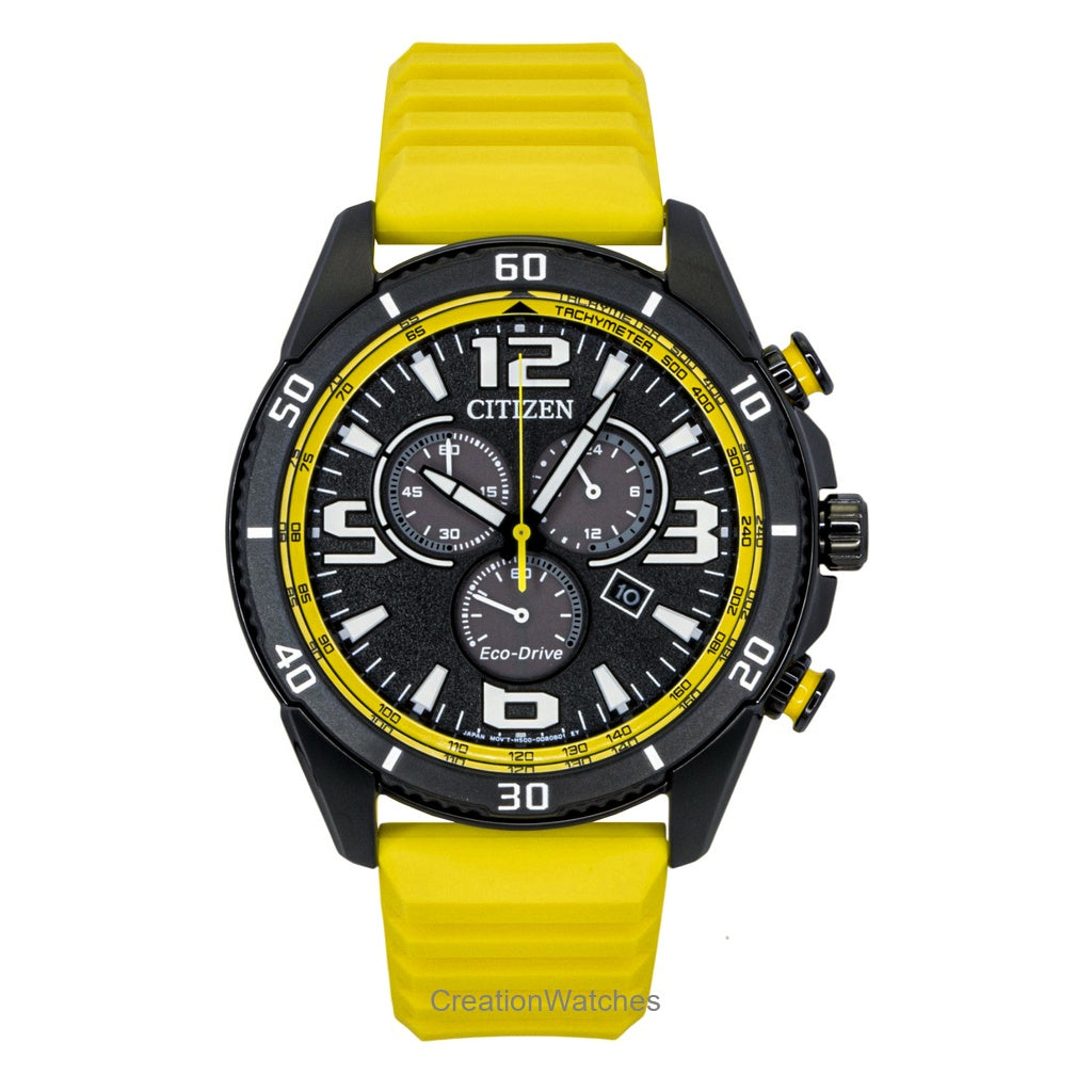 Citizen Brycen Chronograph Silicone Strap Black Dial EcoDrive At258508E 100M MenS Watch