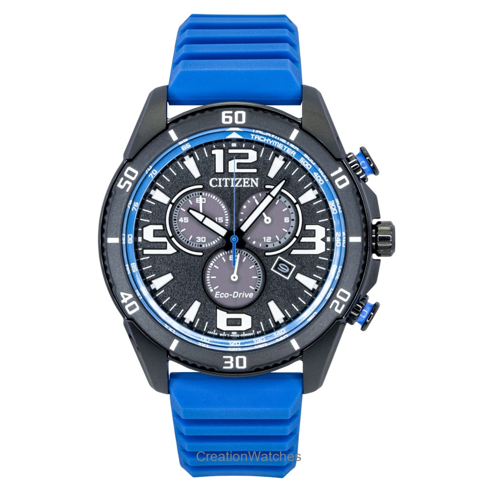 Citizen Brycen Chronograph Silicone Strap Black Dial EcoDrive At258605E 100M MenS Watch