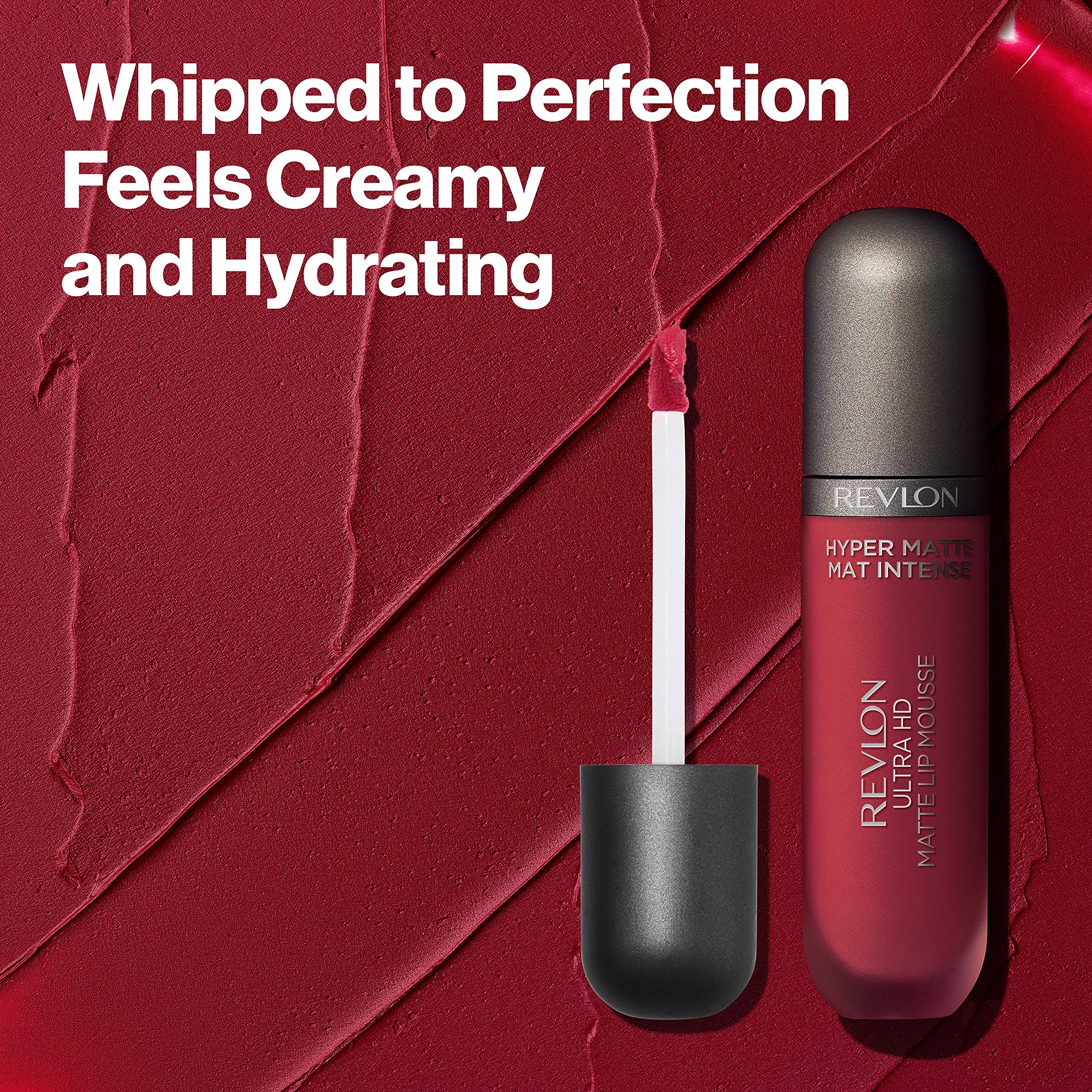 Revlon Ultra Hd Lip Mousse Hyper Matte, Longwearing Creamy Liquid Lipstick In Plum / Berry, Crimson Sky (820), 0.2 Oz