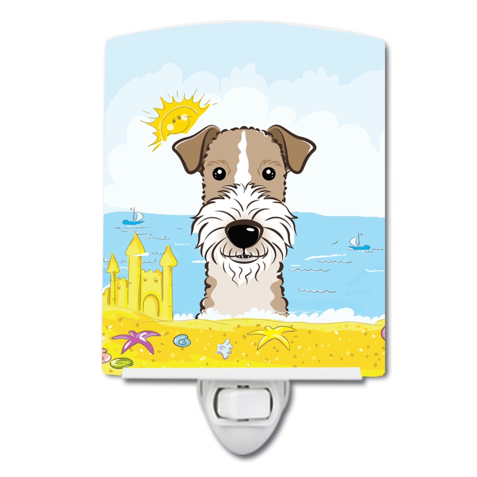  Inchcarolines Treasures Wire Haired Fox Terrier Summer Beach Ceramic Night Light, 6X4, Multicolor Inch