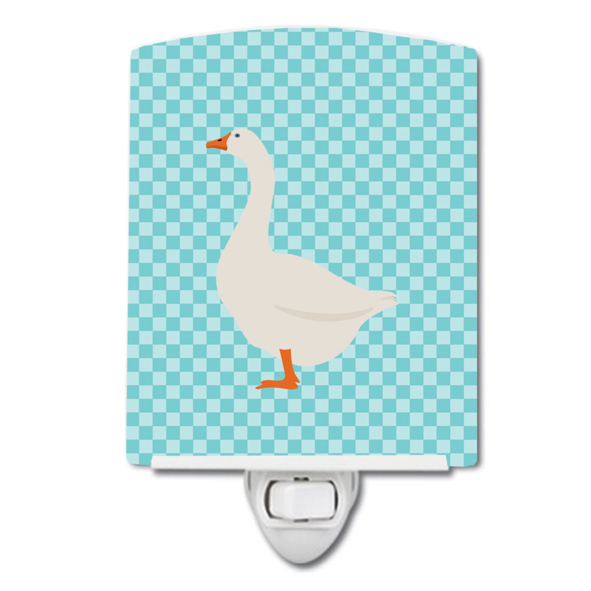  Inchcarolines Treasures Embden Goose Blue Check Ceramic Night Light, 6X4, Multicolor Inch