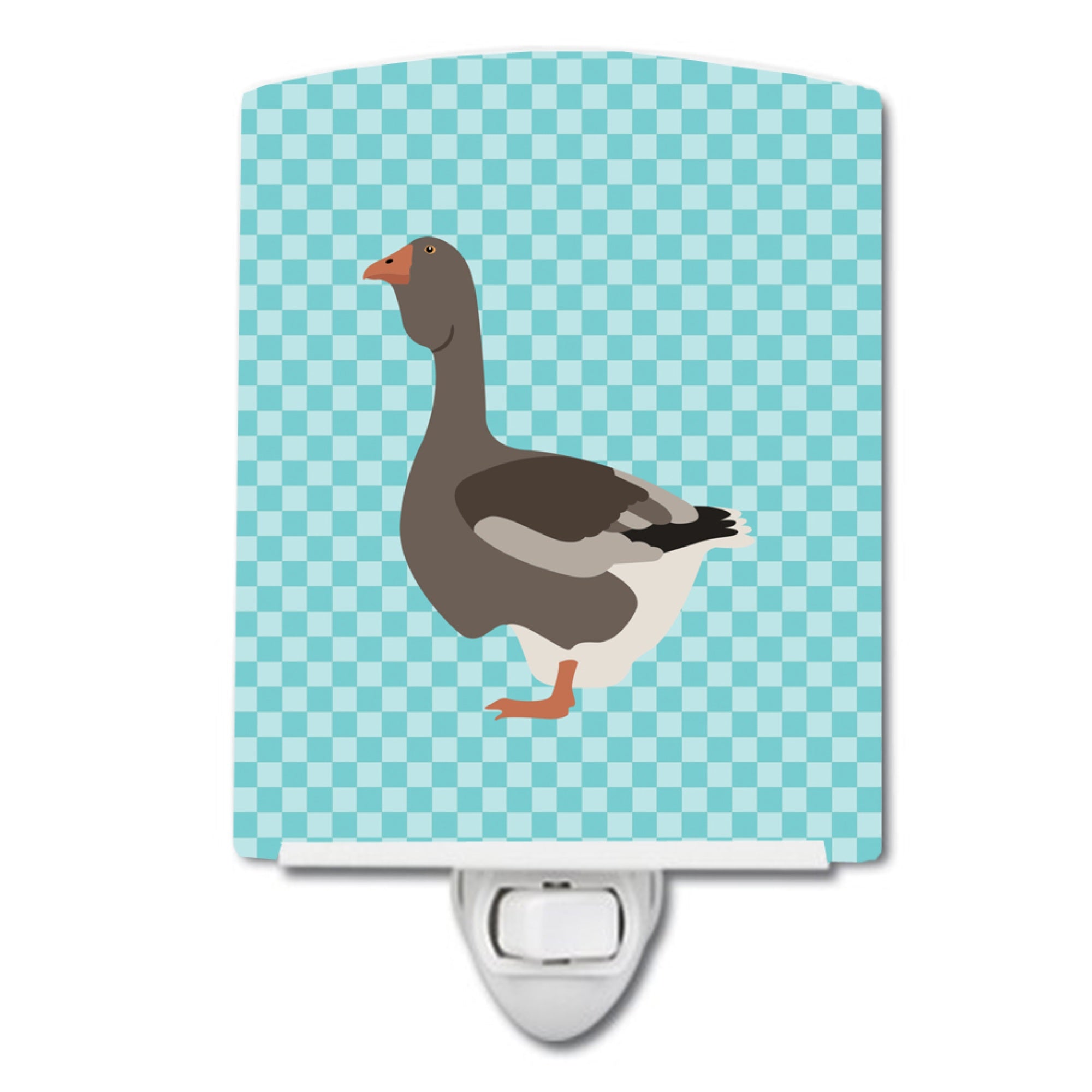  Inchcarolines Treasures Toulouse Goose Blue Check Ceramic Night Light, 6X4, Multicolor Inch