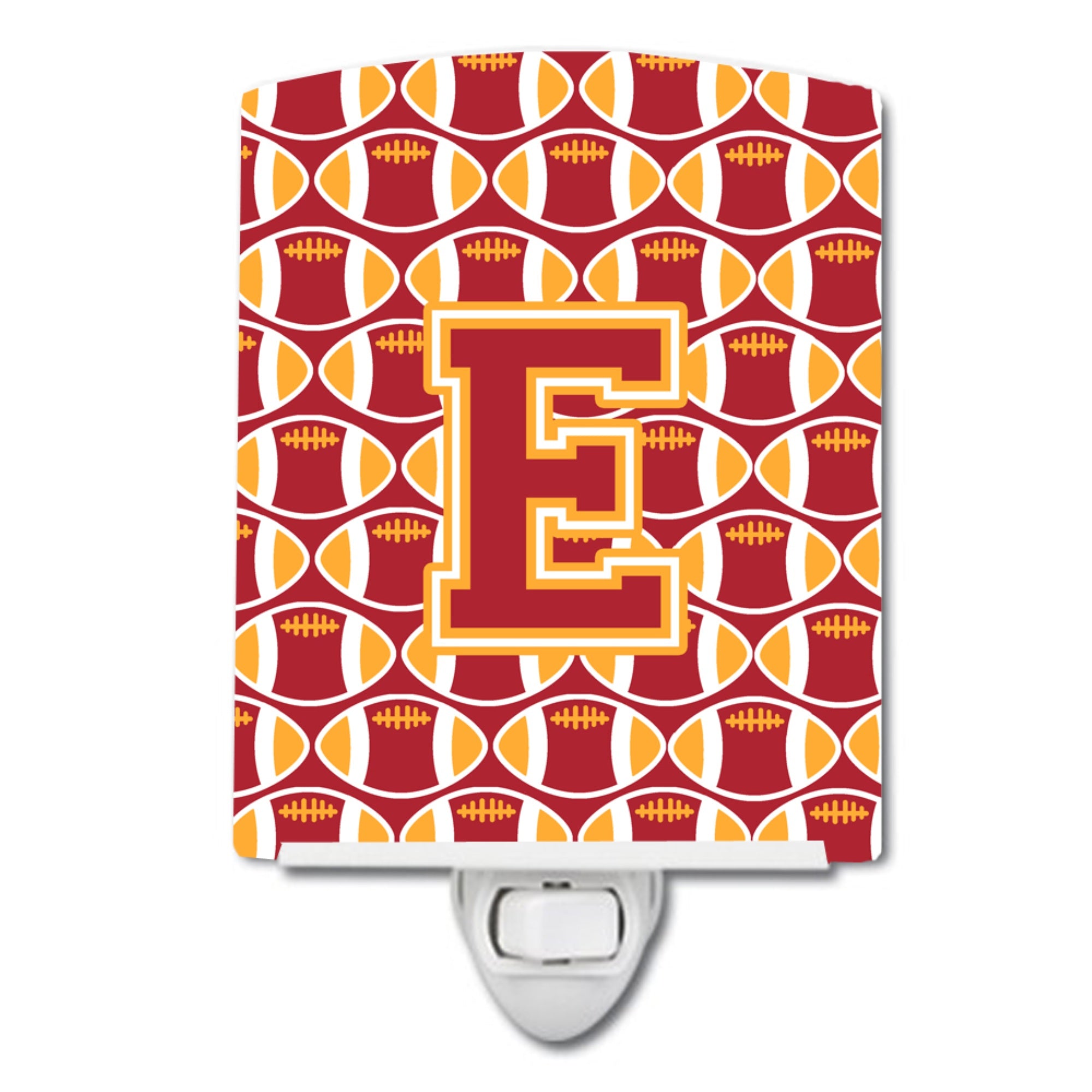  Inchcarolines Treasures Letter E Football Cardinal And Gold Ceramic Night Light, 6X4, Multicolor Inch