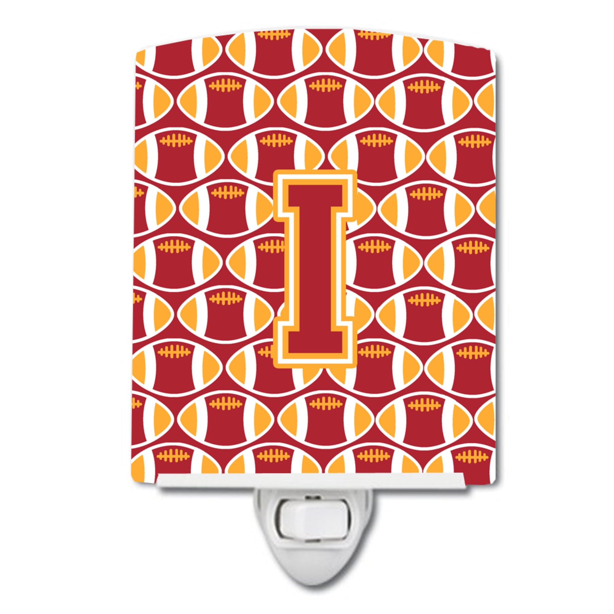  Inchcarolines Treasures Letter I Football Cardinal And Gold Ceramic Night Light, 6X4, Multicolor Inch