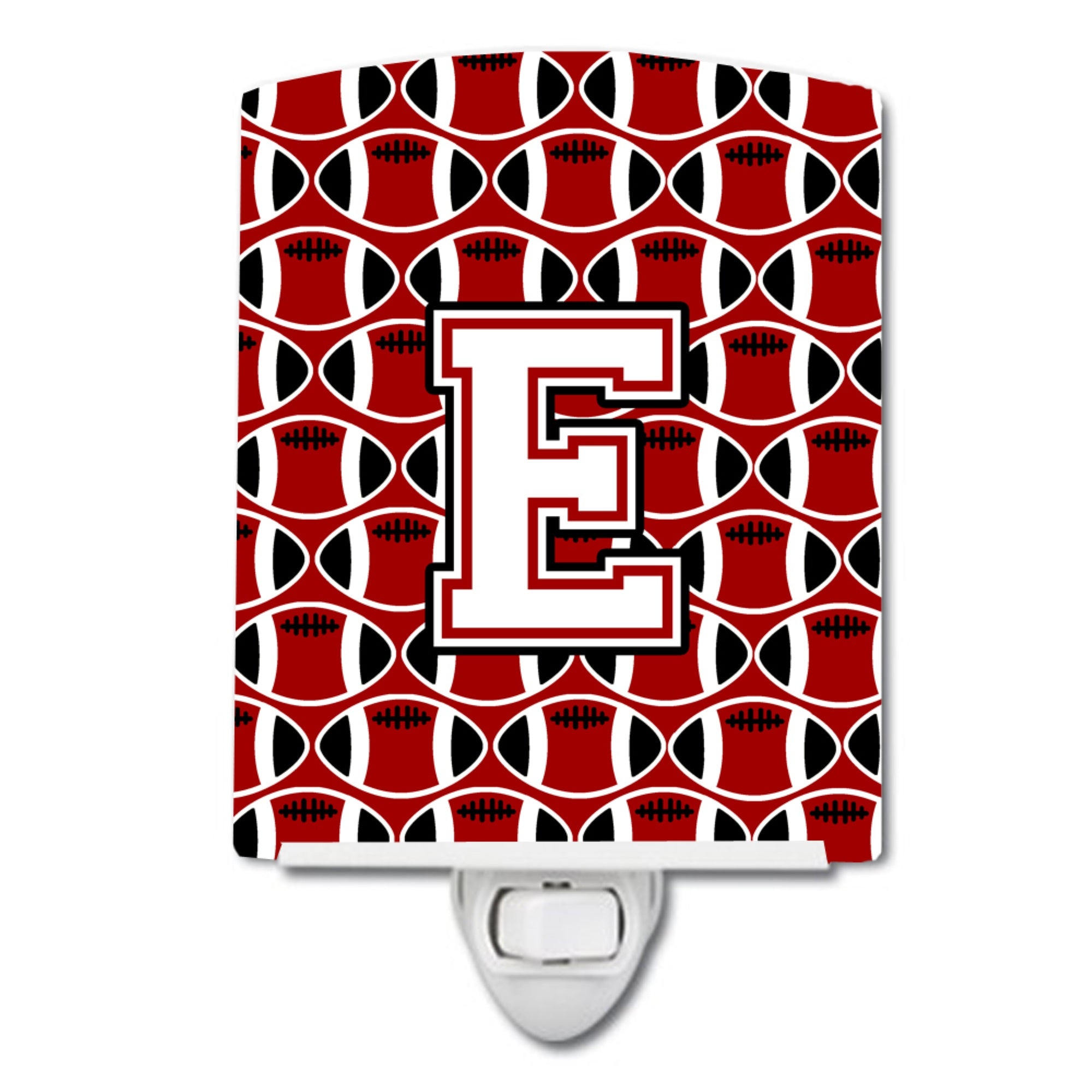  Inchcarolines Treasures Letter E Football Cardinal And White Ceramic Night Light, 6X4, Multicolor Inch