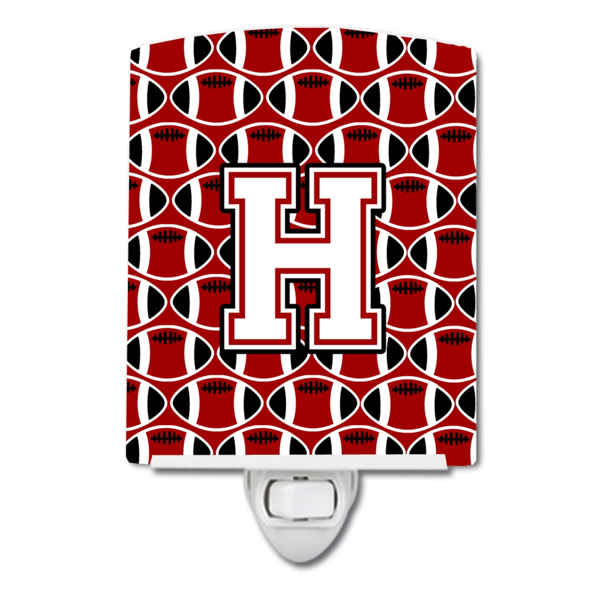  Inchcarolines Treasures Letter H Football Cardinal And White Ceramic Night Light, 6X4, Multicolor Inch
