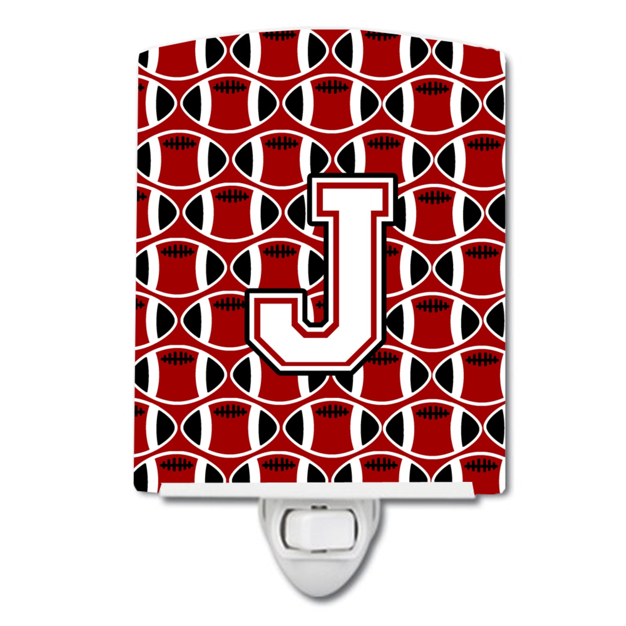  Inchcarolines Treasures Letter J Football Cardinal And White Ceramic Night Light, 6X4, Multicolor Inch